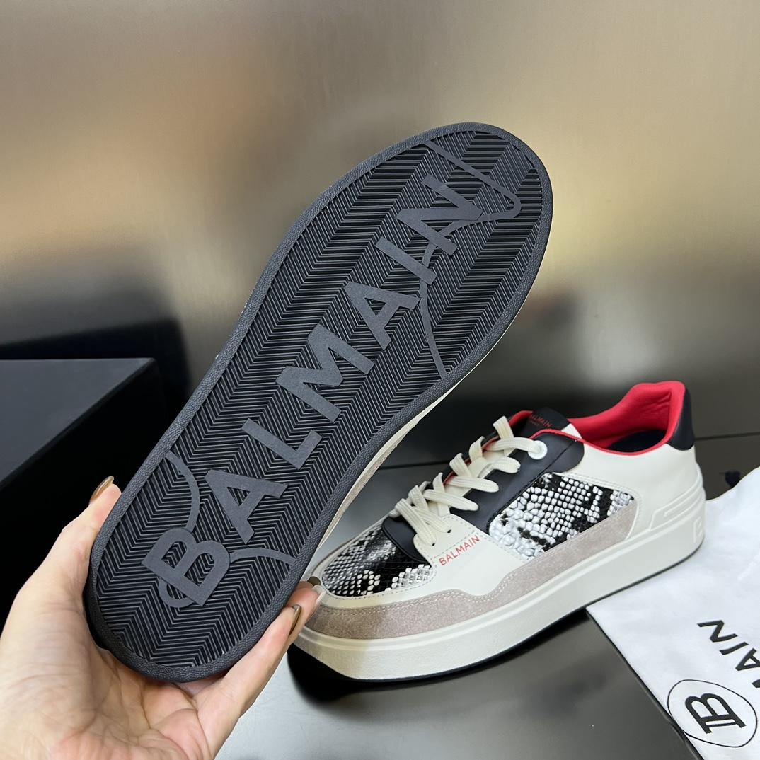 Balmain B-Court Flip Snakeskin-effect Leather And Suede Trainers - 