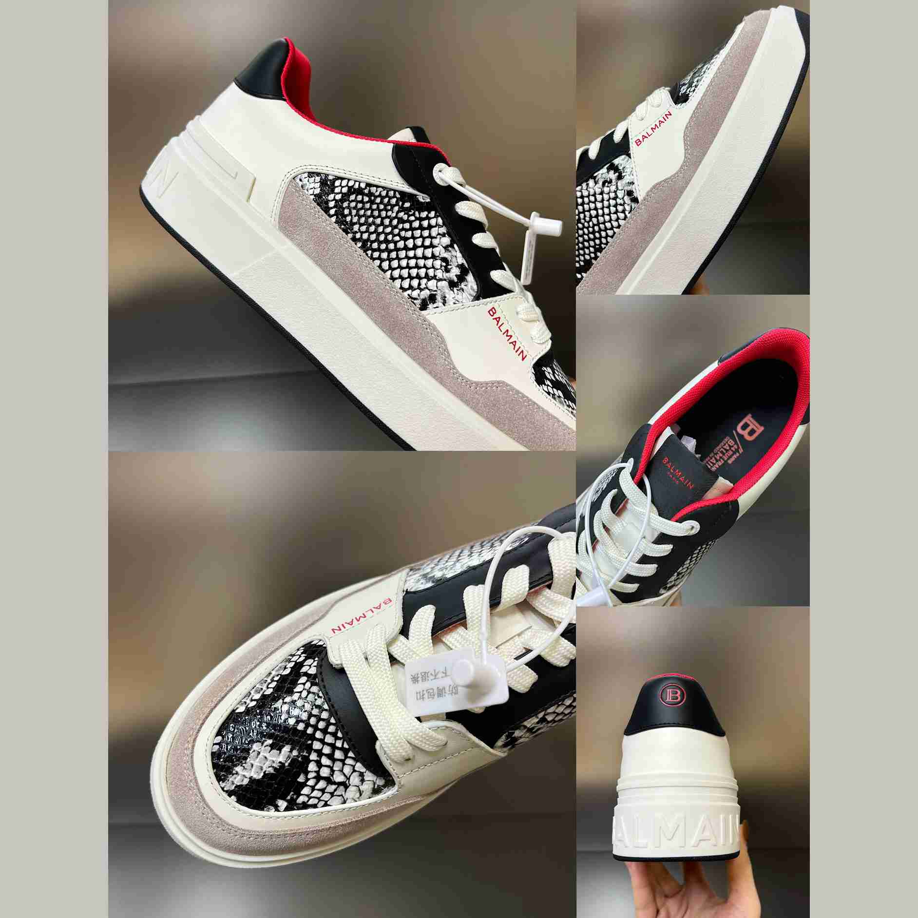 Balmain B-Court Flip Snakeskin-effect Leather And Suede Trainers - PerfectKickZ