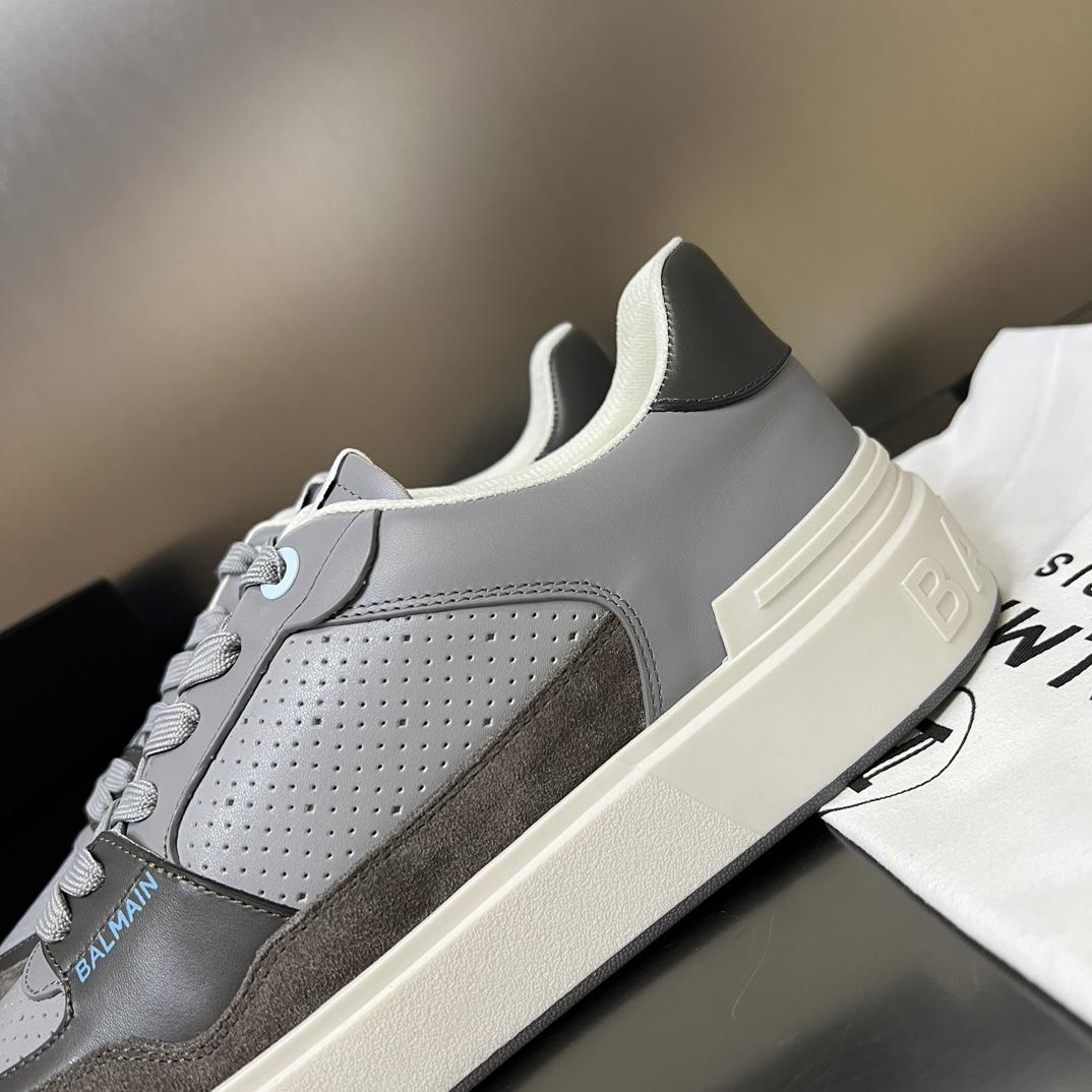 Balmain B-Court Flip Perforated Leather Trainers - PerfectKickZ