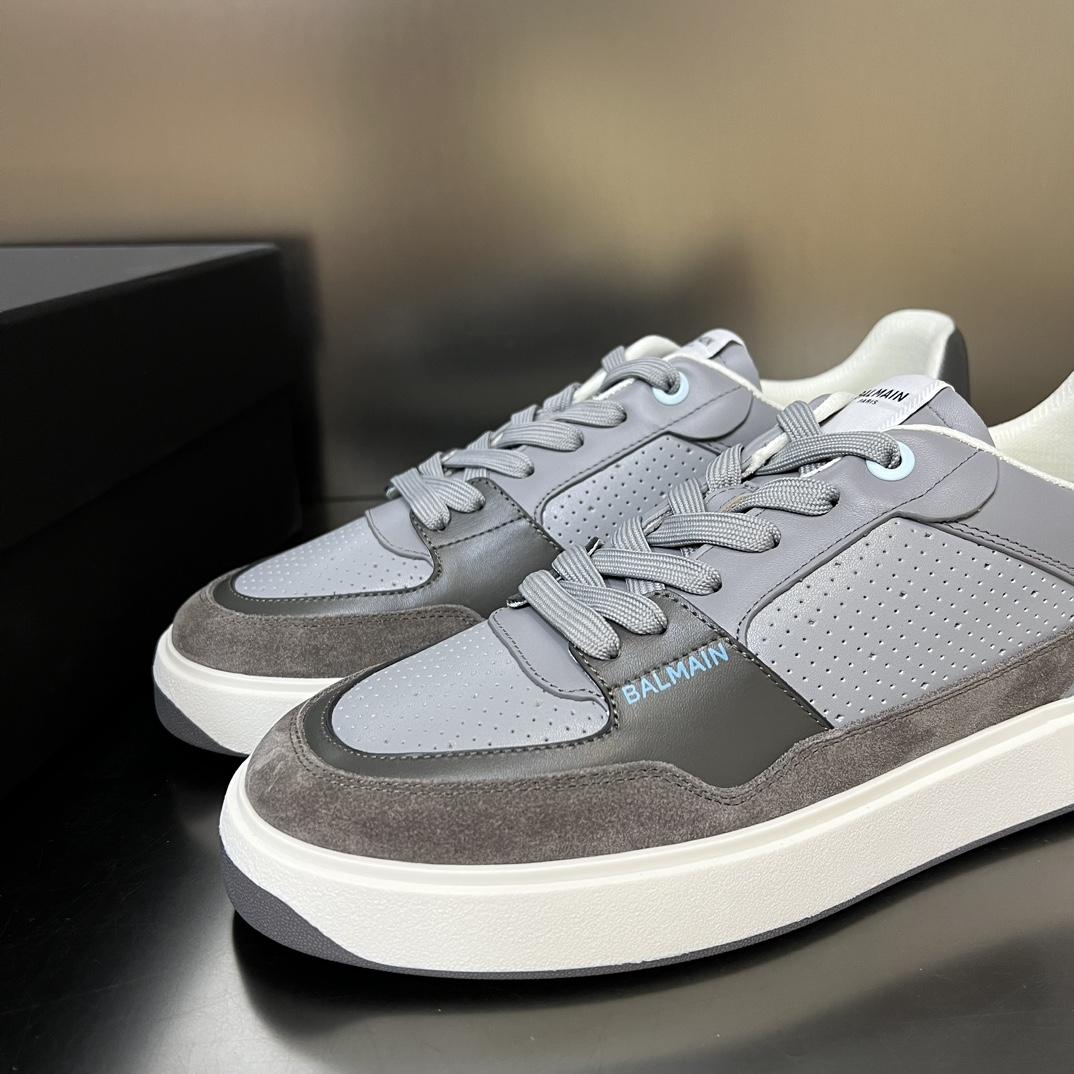 Balmain B-Court Flip Perforated Leather Trainers - PerfectKickZ