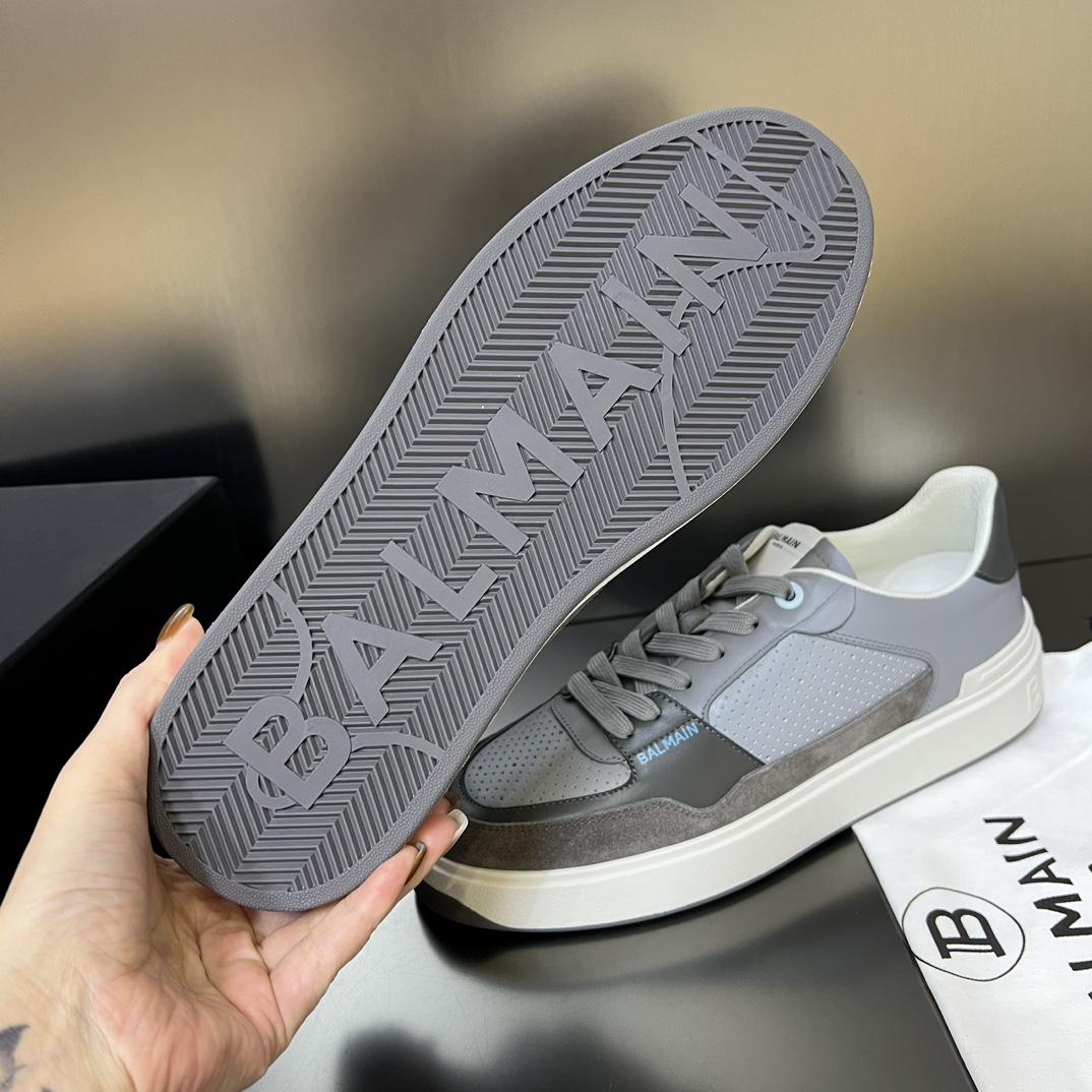 Balmain B-Court Flip Perforated Leather Trainers - PerfectKickZ