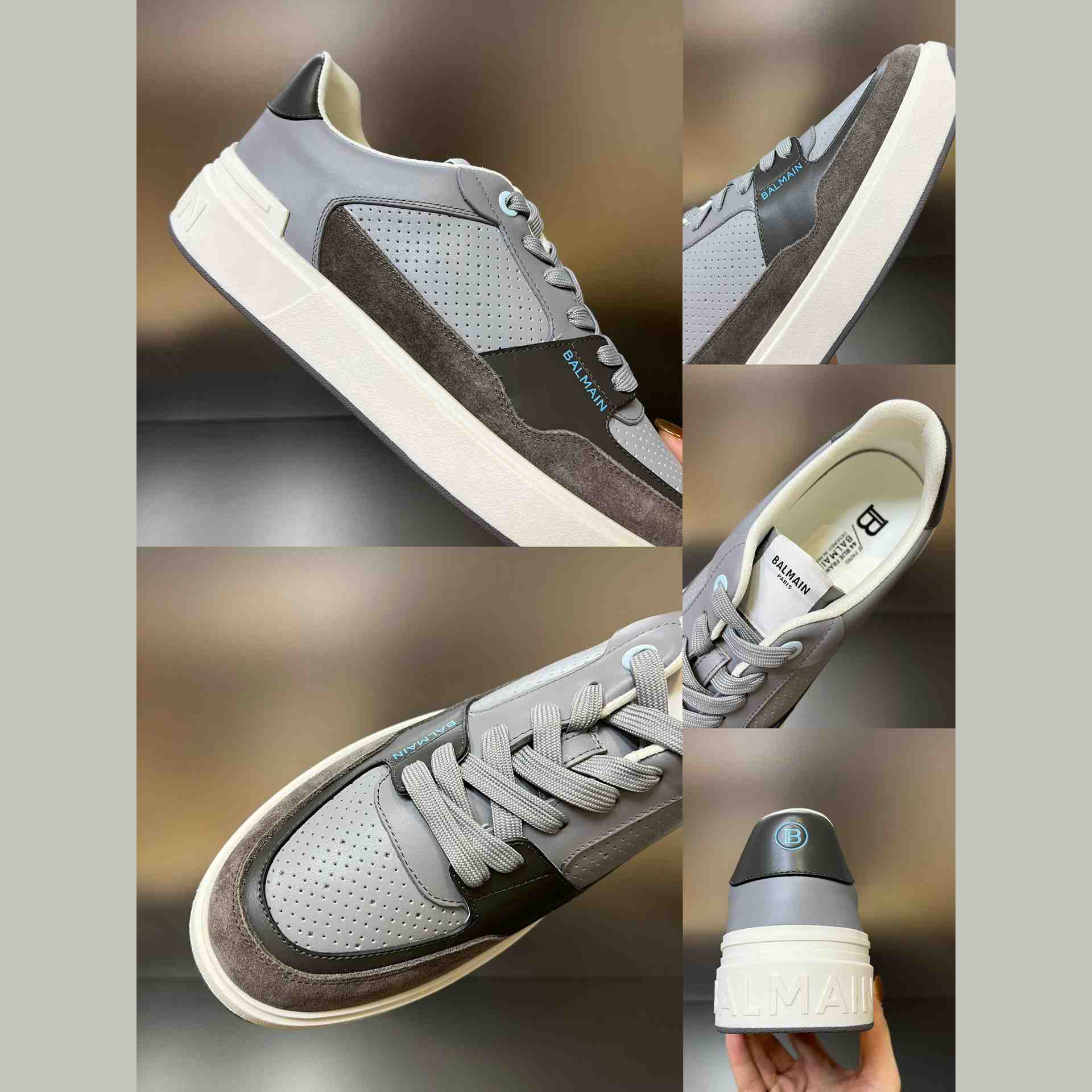 Balmain B-Court Flip Perforated Leather Trainers - PerfectKickZ