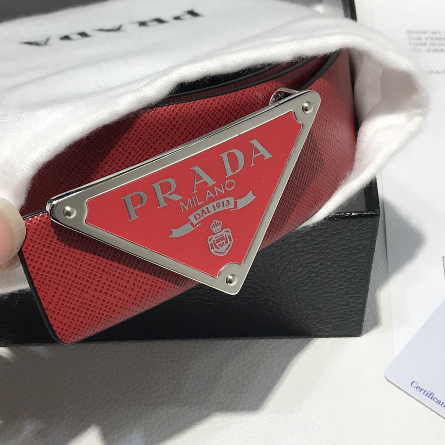 Prada Reversible Saffiano Leather Belt Strap - PerfectKickZ