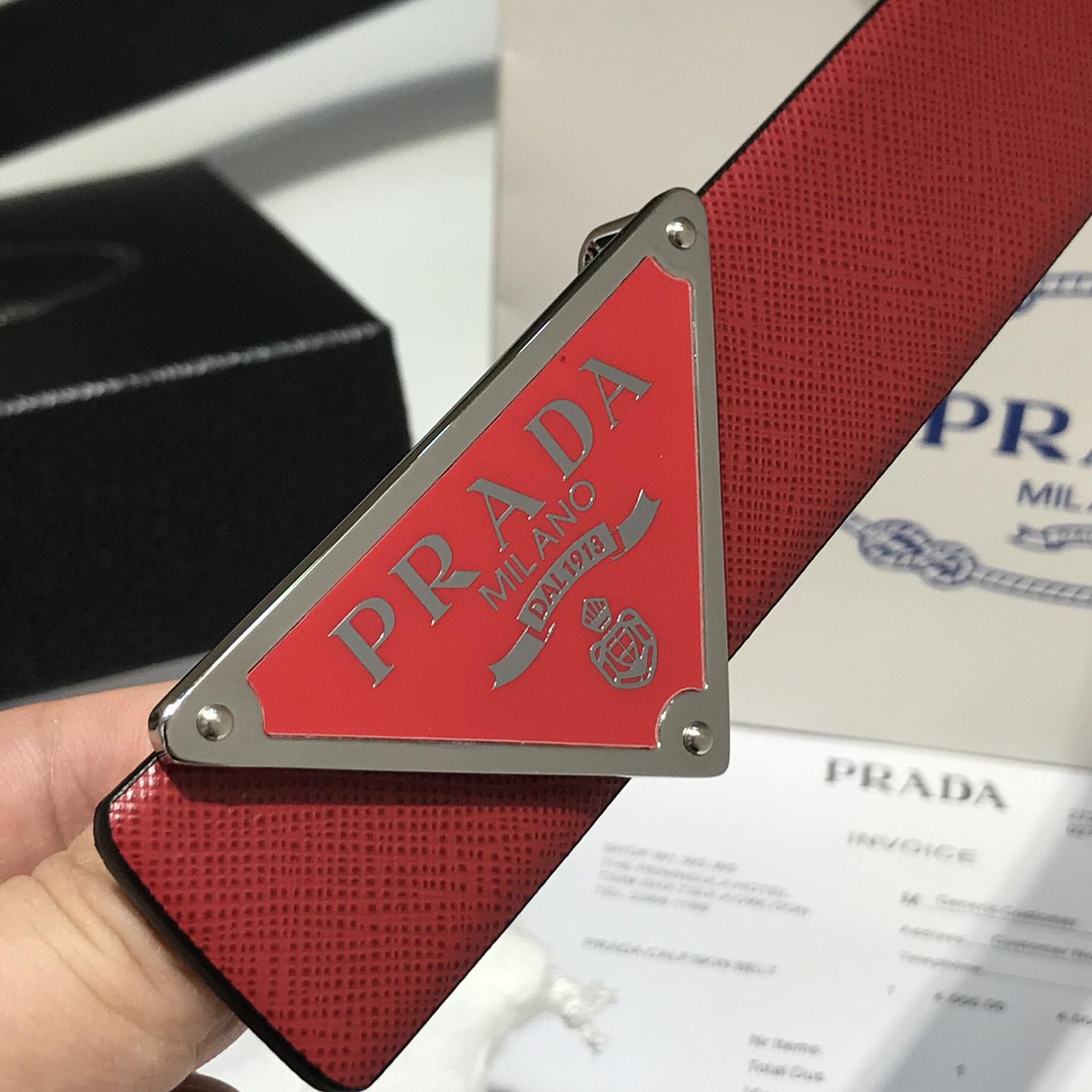 Prada Reversible Saffiano Leather Belt Strap - PerfectKickZ
