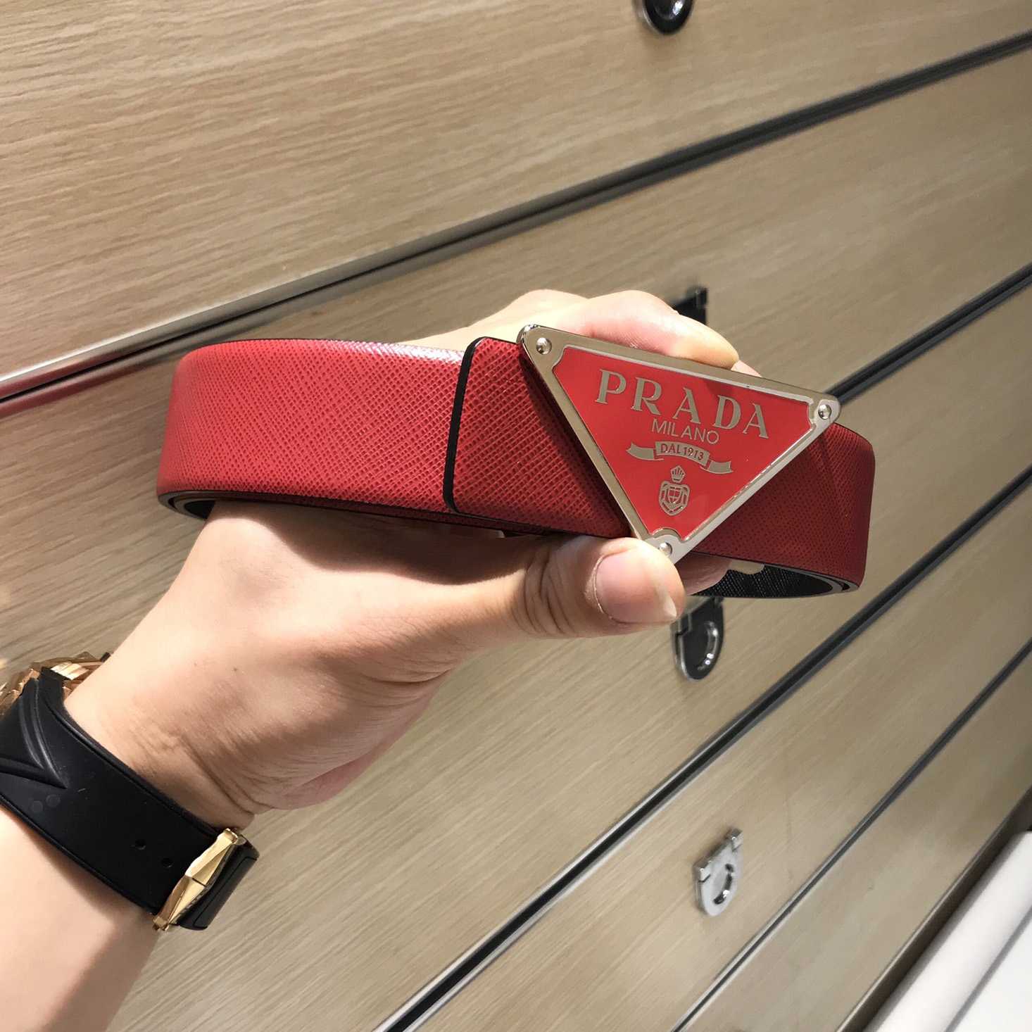 Prada Reversible Saffiano Leather Belt Strap - PerfectKickZ