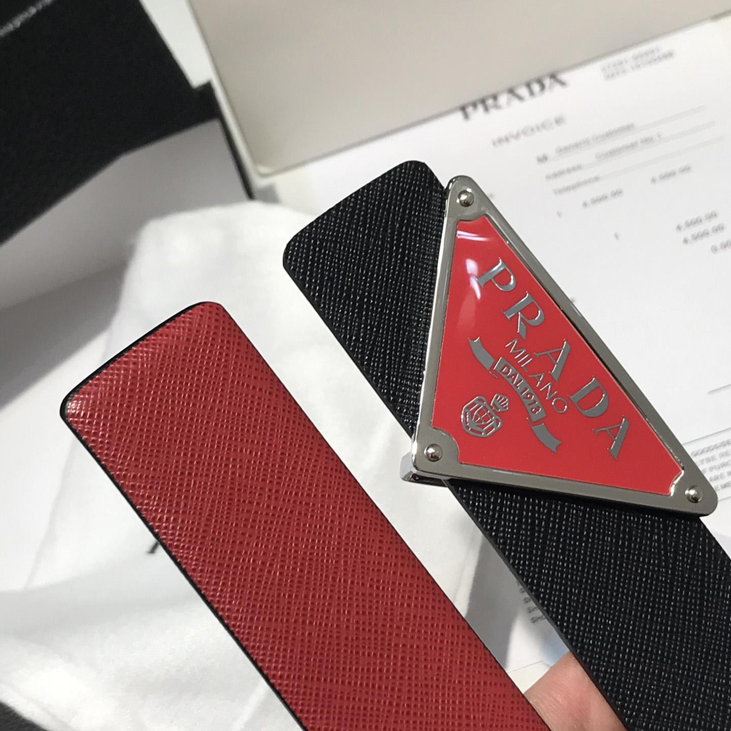 Prada Reversible Saffiano Leather Belt Strap - PerfectKickZ