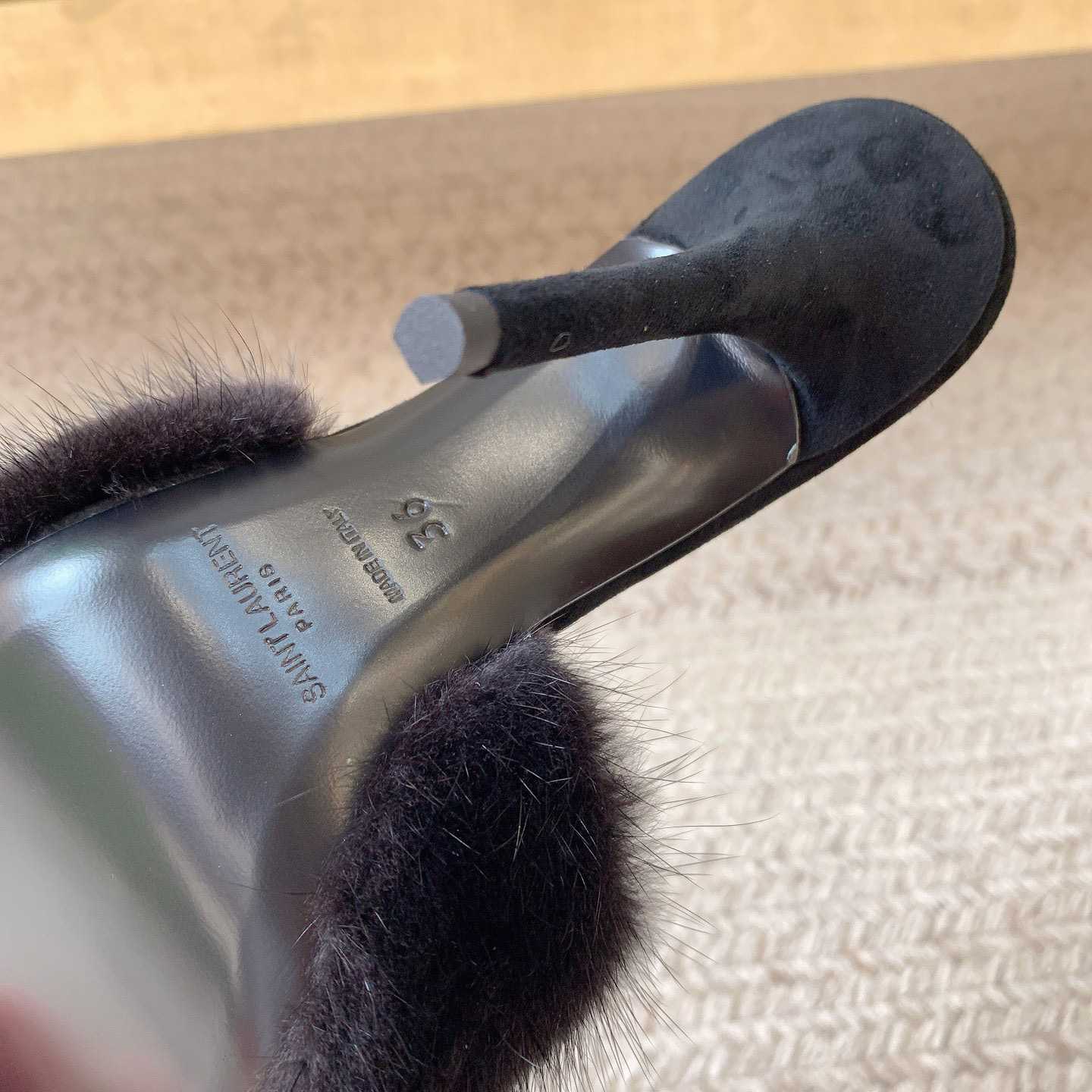 Saint Laurent LA 16 Mules In Animal-Free Fur And Suede  - 