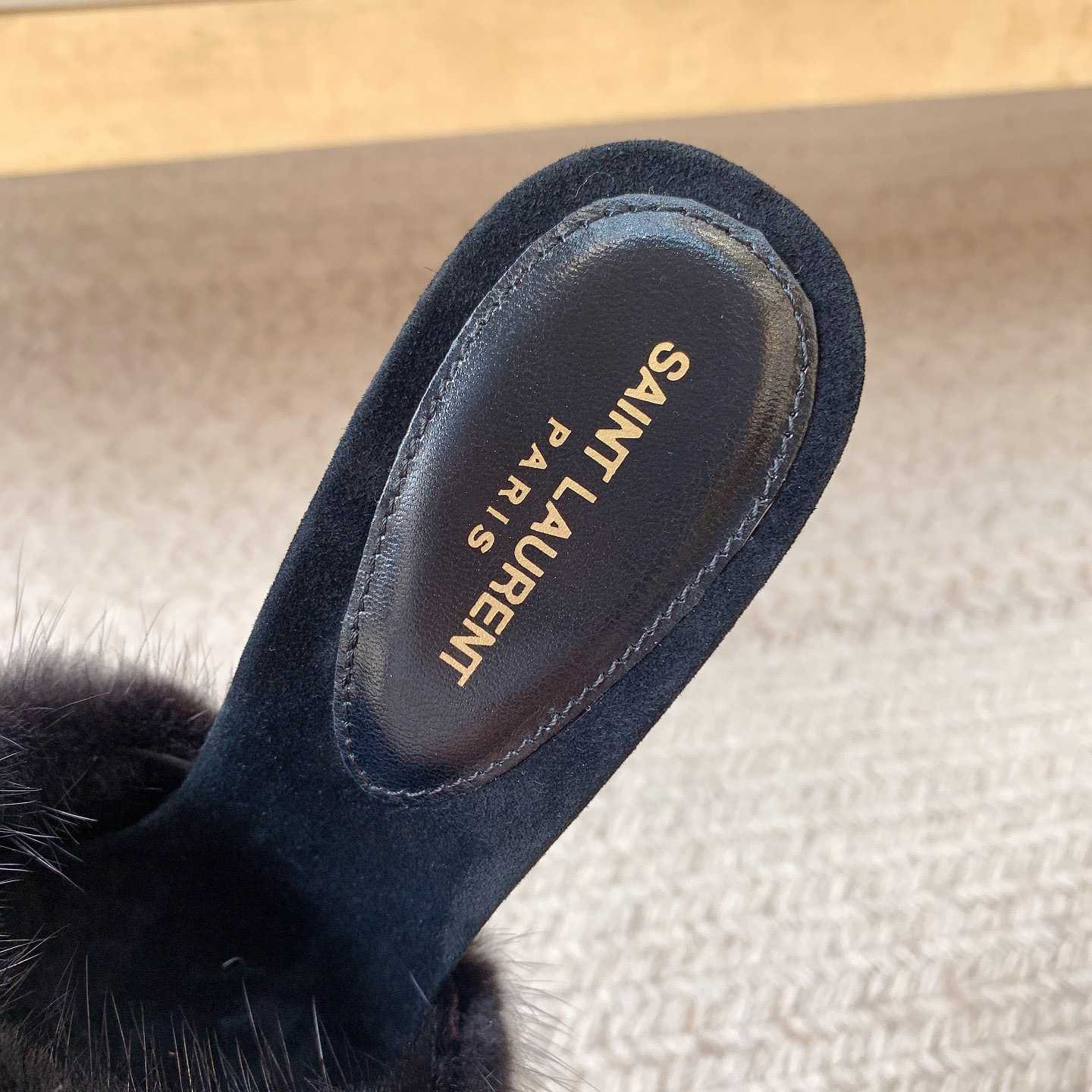 Saint Laurent LA 16 Mules In Animal-Free Fur And Suede  - 