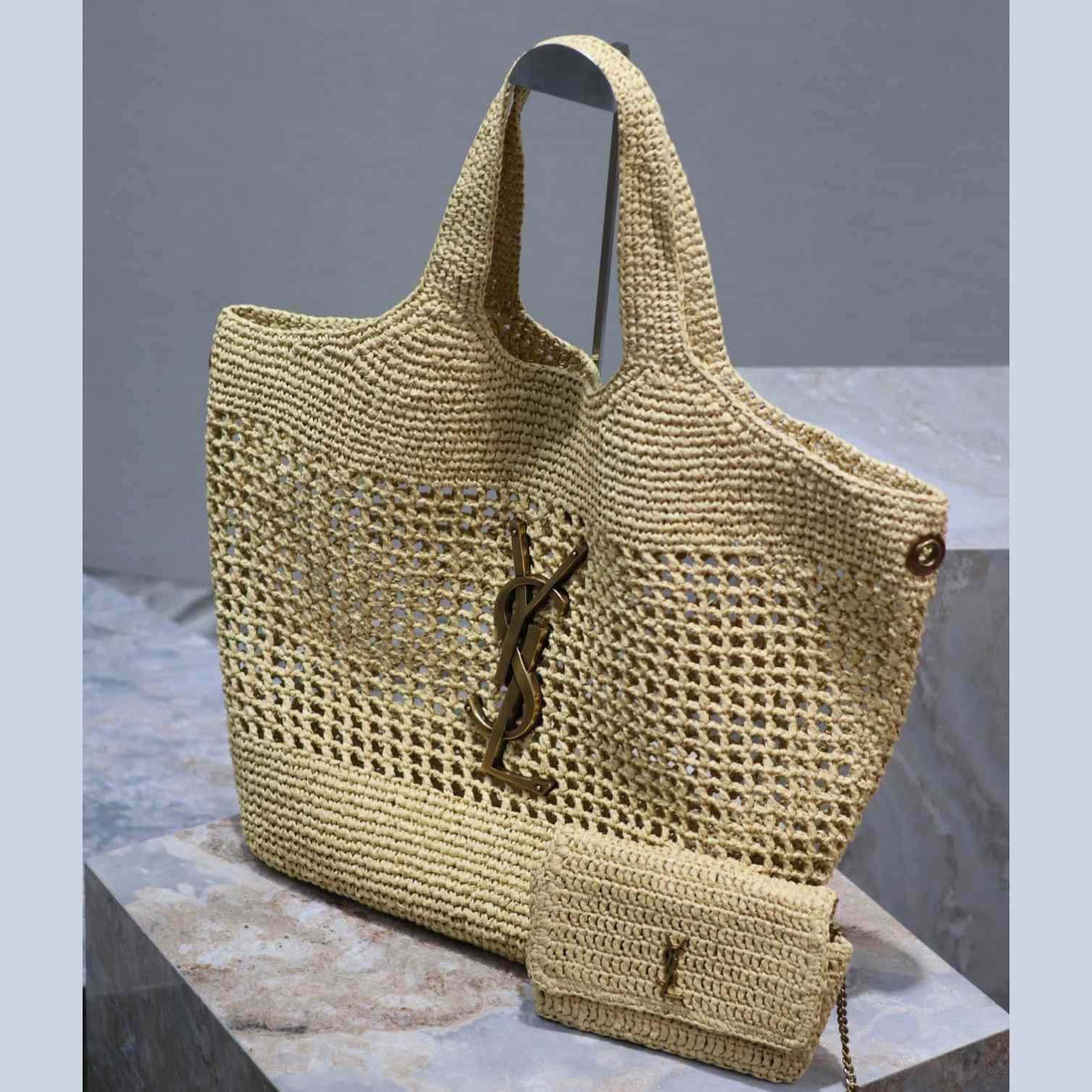Saint Laurent YSL Icare Maxi Raffia Shopping Bag   47-61-8cm - PerfectKickZ