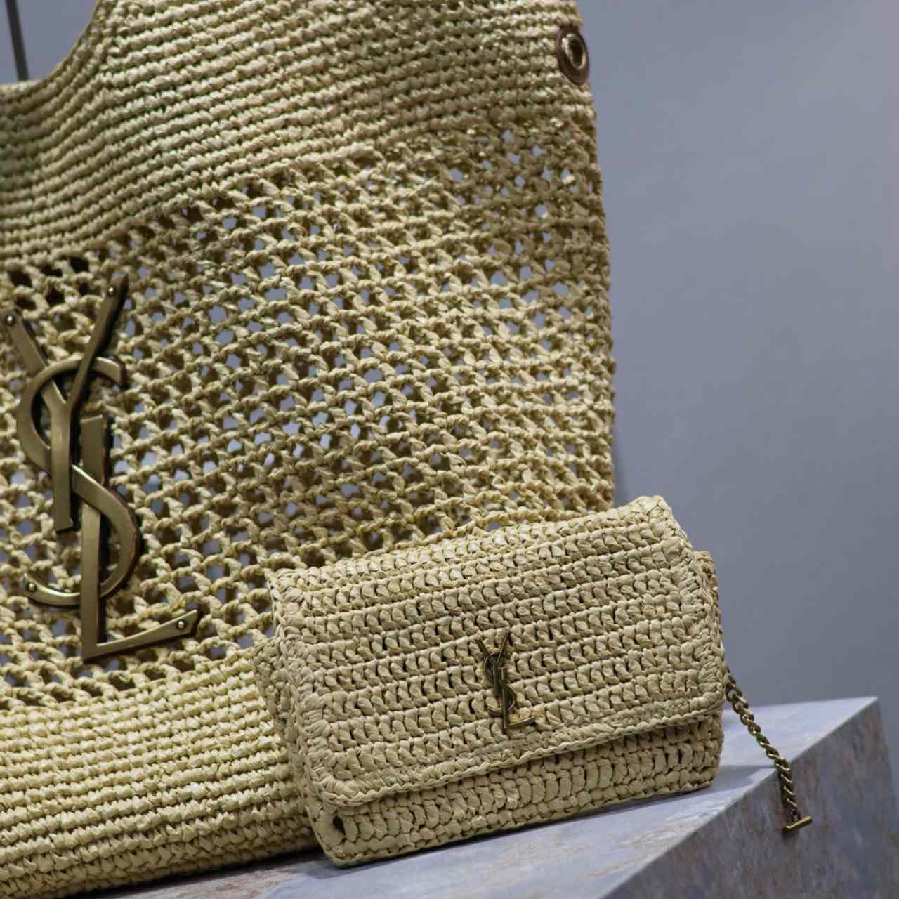 Saint Laurent YSL Icare Maxi Raffia Shopping Bag   47-61-8cm - PerfectKickZ