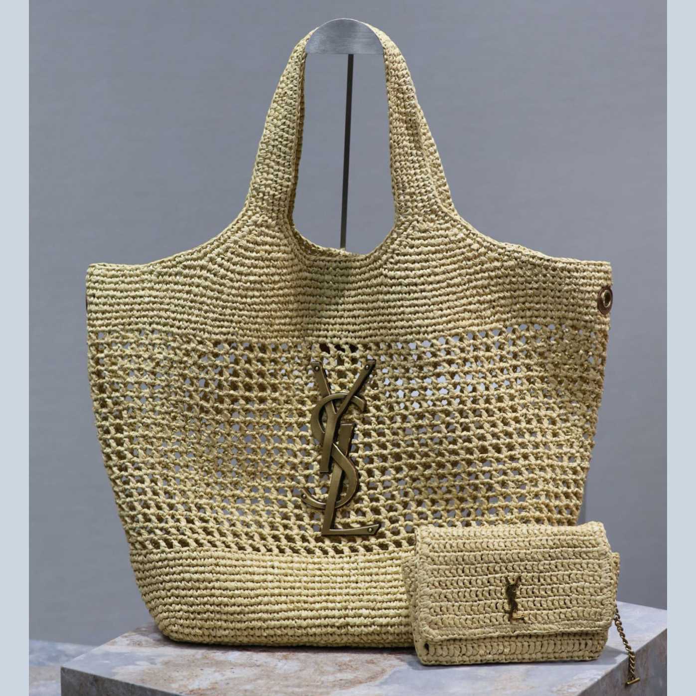 Saint Laurent YSL Icare Maxi Raffia Shopping Bag   47-61-8cm - PerfectKickZ
