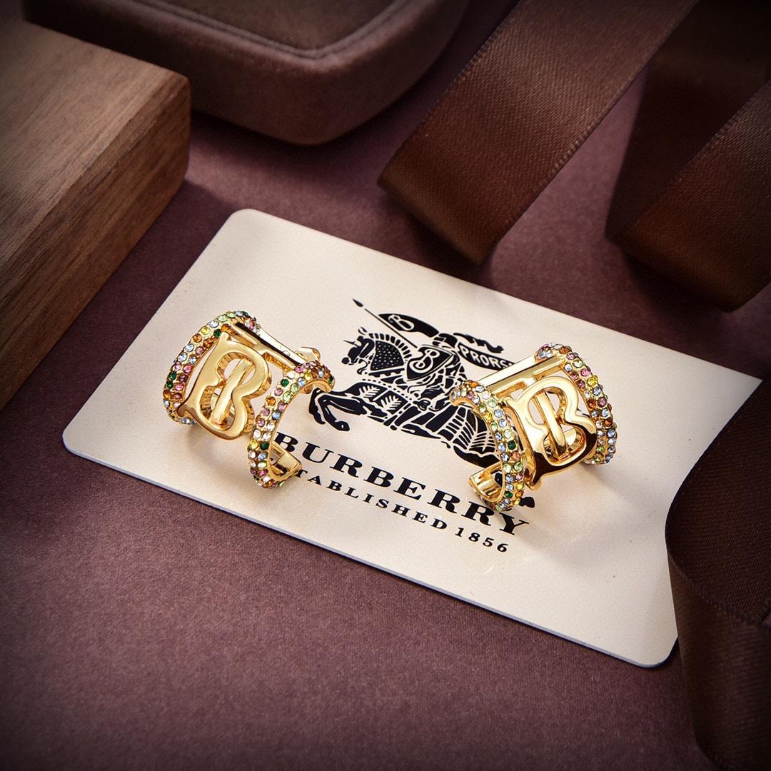 Burberry Logo Crystal Embellished Earrings - PerfectKickZ