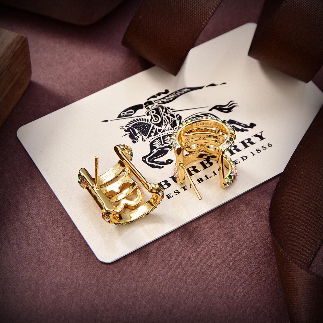 Burberry Logo Crystal Embellished Earrings - PerfectKickZ