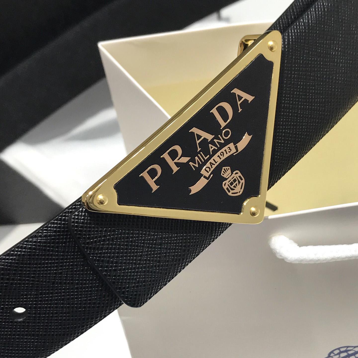 Prada Reversible Saffiano Leather Belt Strap - PerfectKickZ