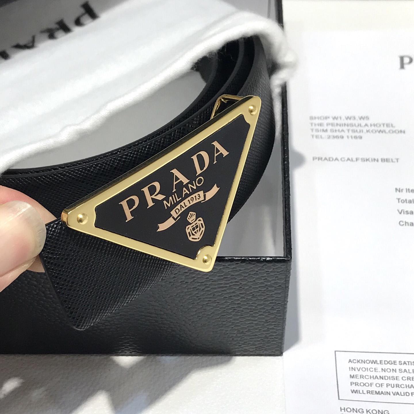 Prada Reversible Saffiano Leather Belt Strap - PerfectKickZ