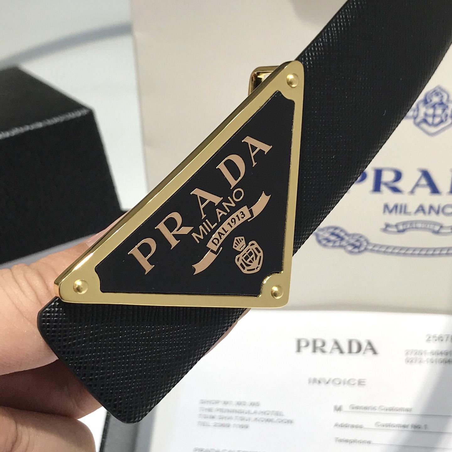 Prada Reversible Saffiano Leather Belt Strap - PerfectKickZ