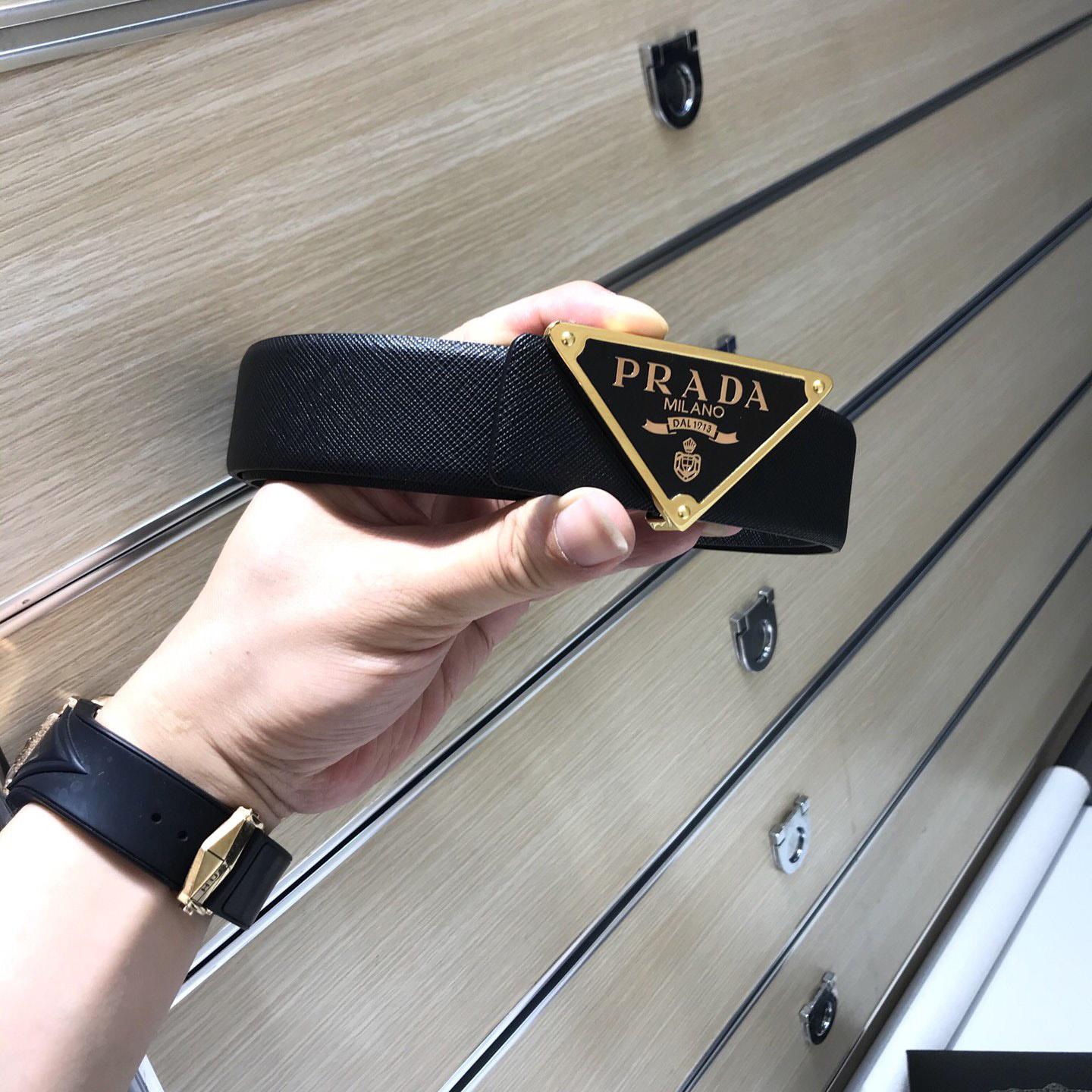 Prada Reversible Saffiano Leather Belt Strap - PerfectKickZ