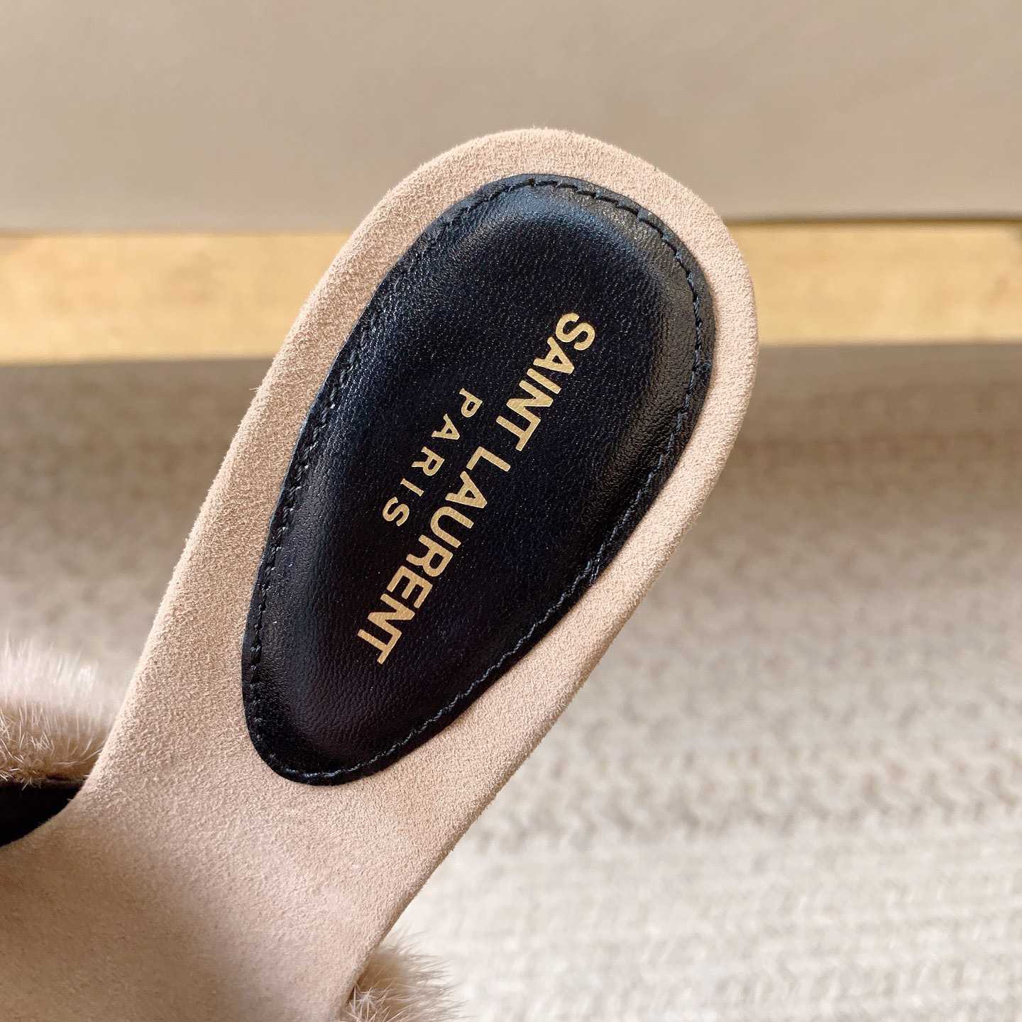 Saint Laurent LA 16 Mules In Animal-Free Fur And Suede  - PerfectKickZ