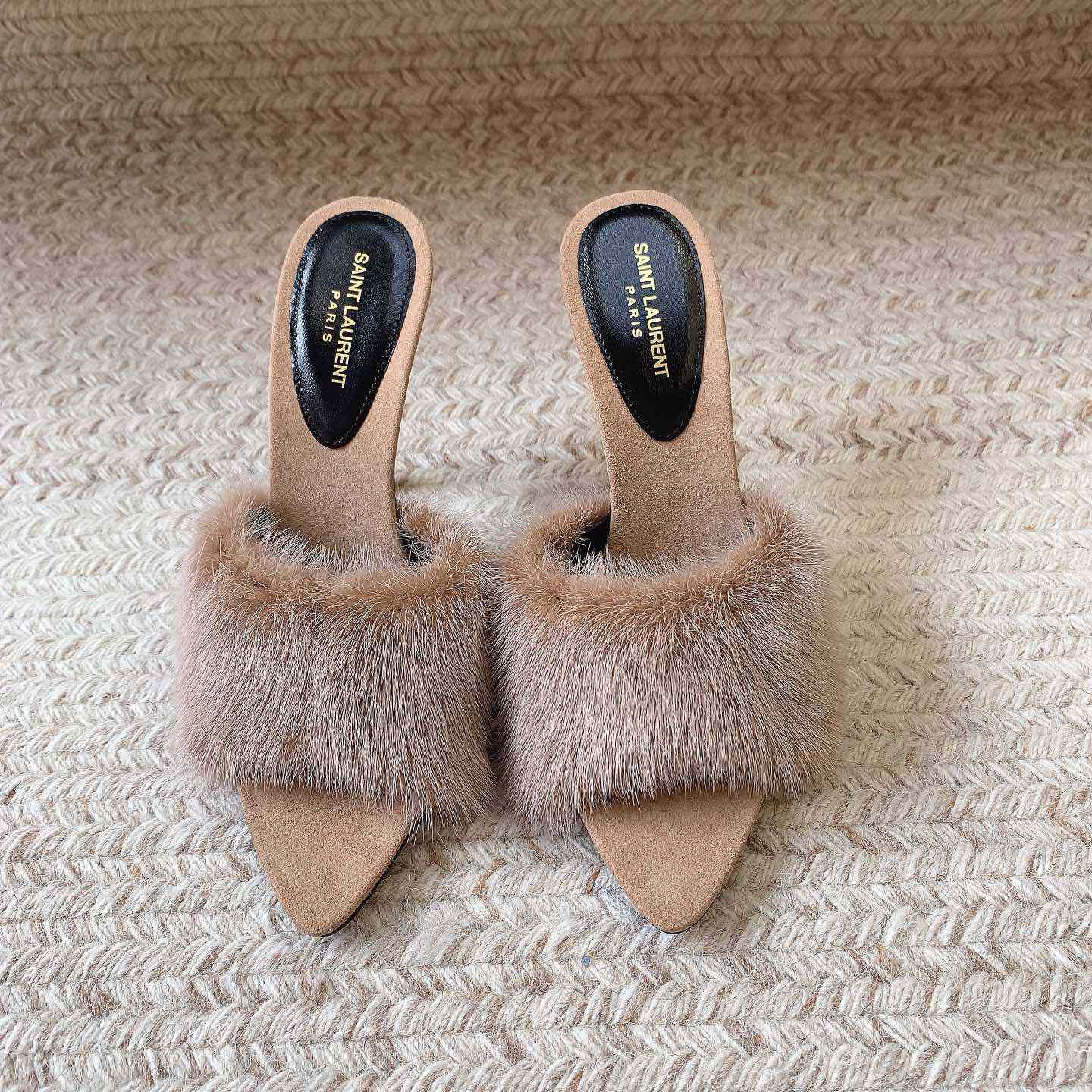 Saint Laurent LA 16 Mules In Animal-Free Fur And Suede  - PerfectKickZ