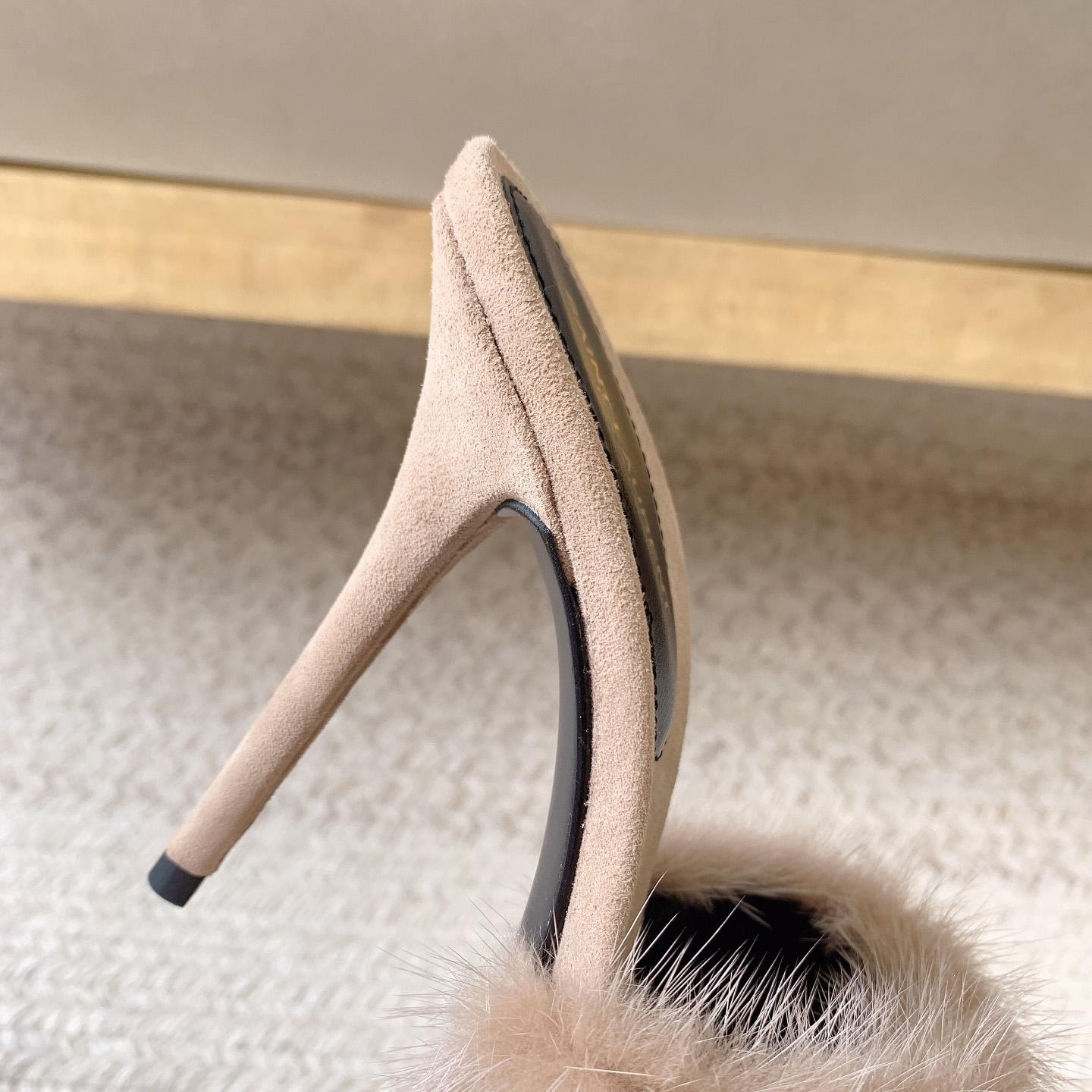 Saint Laurent LA 16 Mules In Animal-Free Fur And Suede  - PerfectKickZ