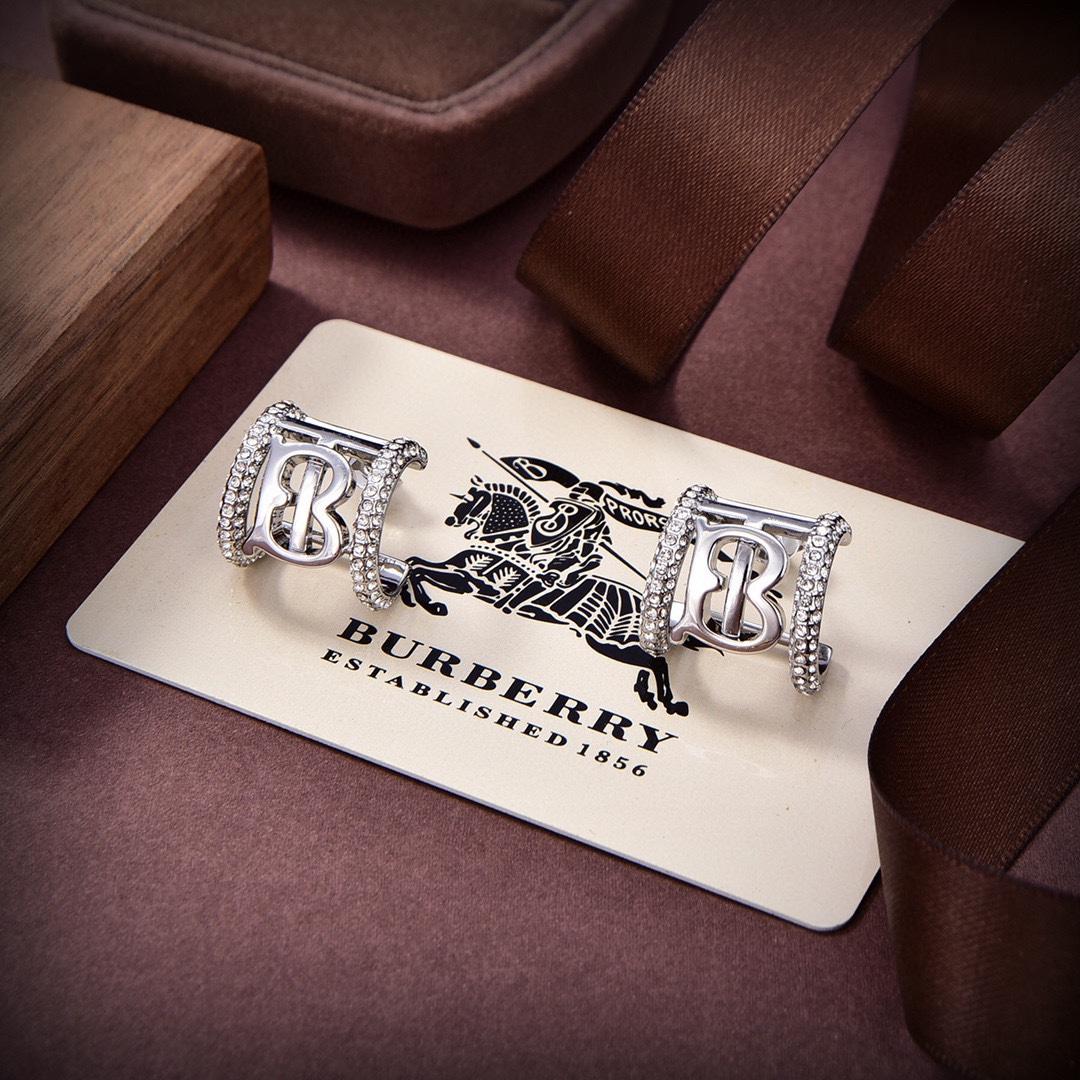 Burberry Logo Crystal Embellished Earrings - PerfectKickZ
