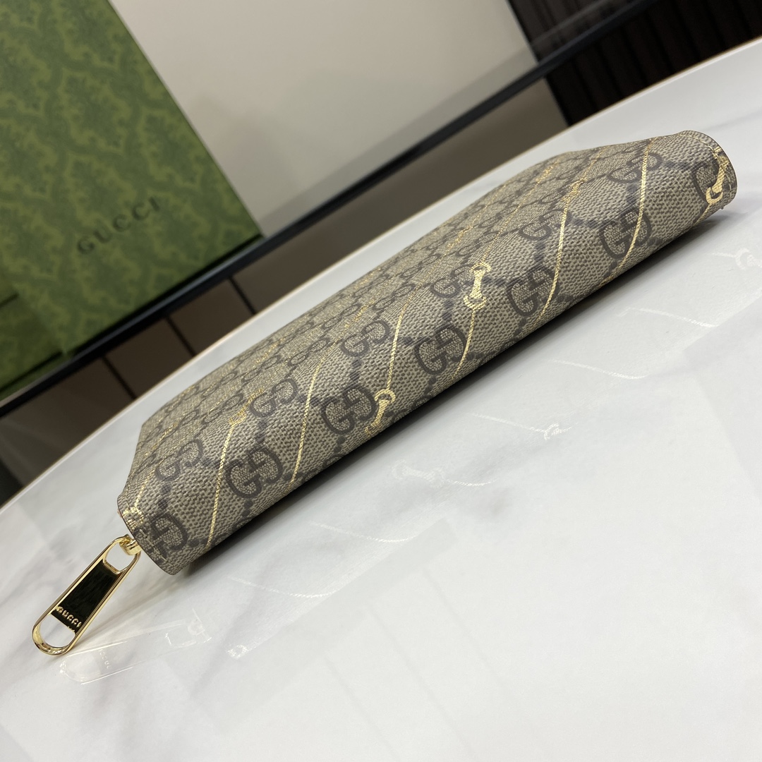 Gucci Zip Around Wallet With Horsebit Print  - PerfectKickZ