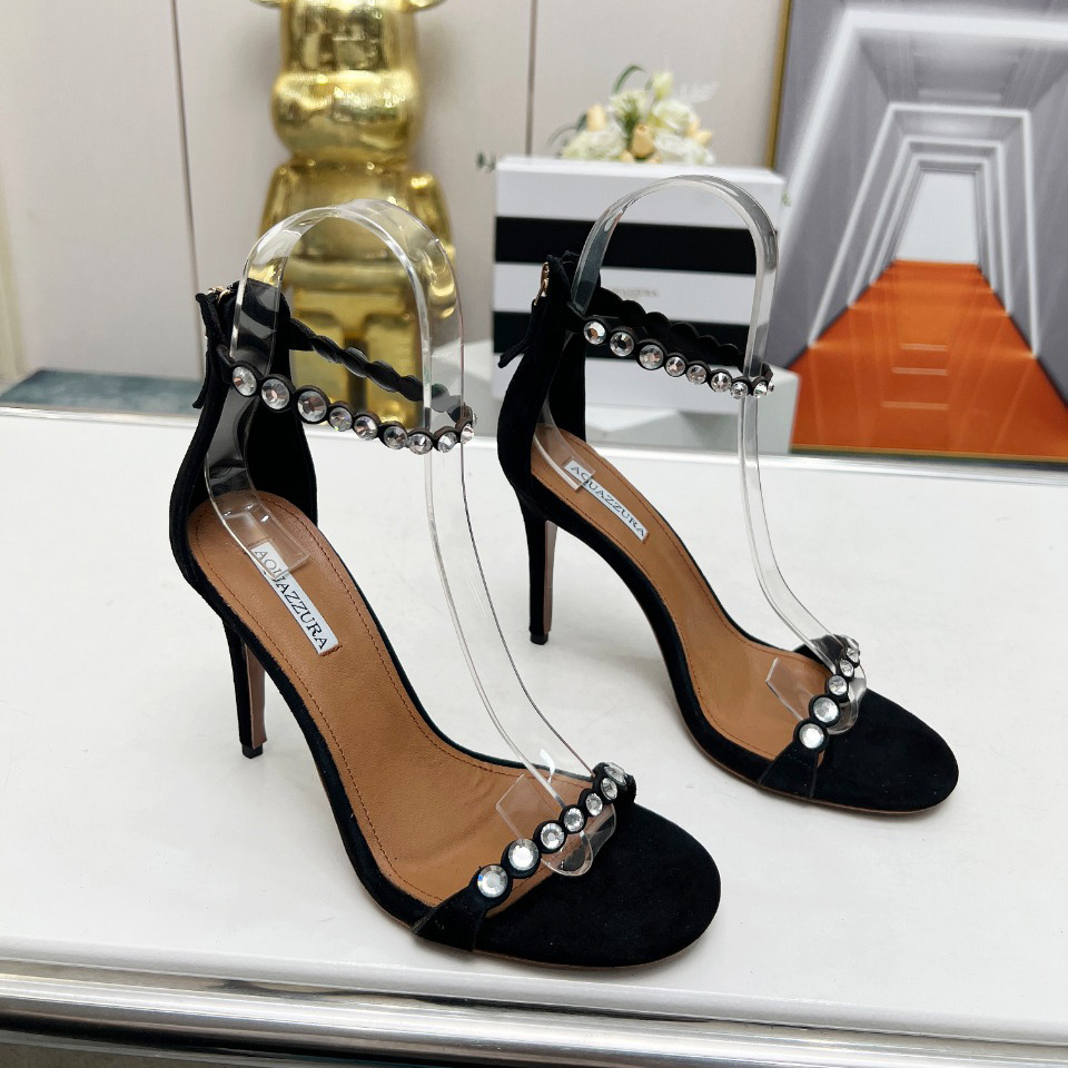 Aquazzura Maxi Tequila 95mm Crystal-embellished Sandals - PerfectKickZ