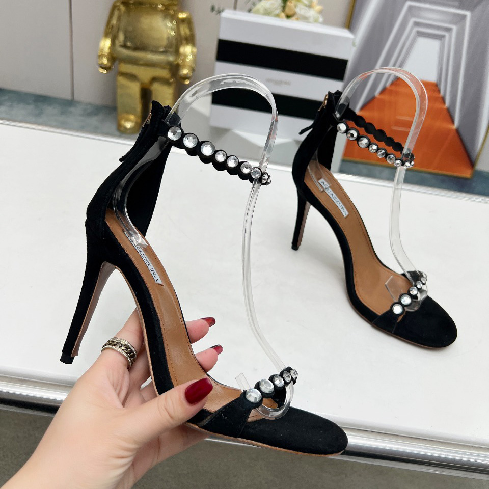 Aquazzura Maxi Tequila 95mm Crystal-embellished Sandals - PerfectKickZ
