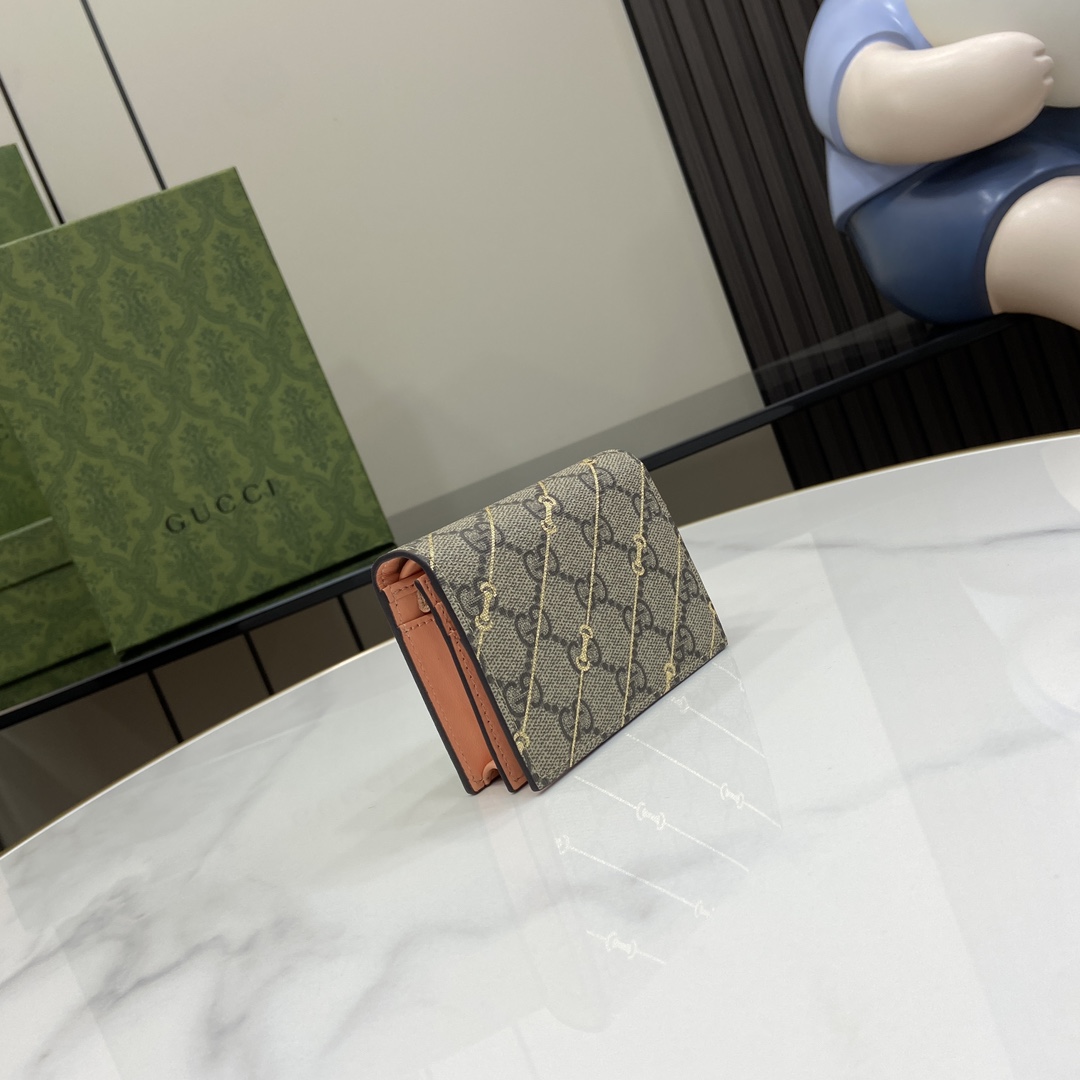 Gucci Card Case Wallet With Horsebit Print - PerfectKickZ
