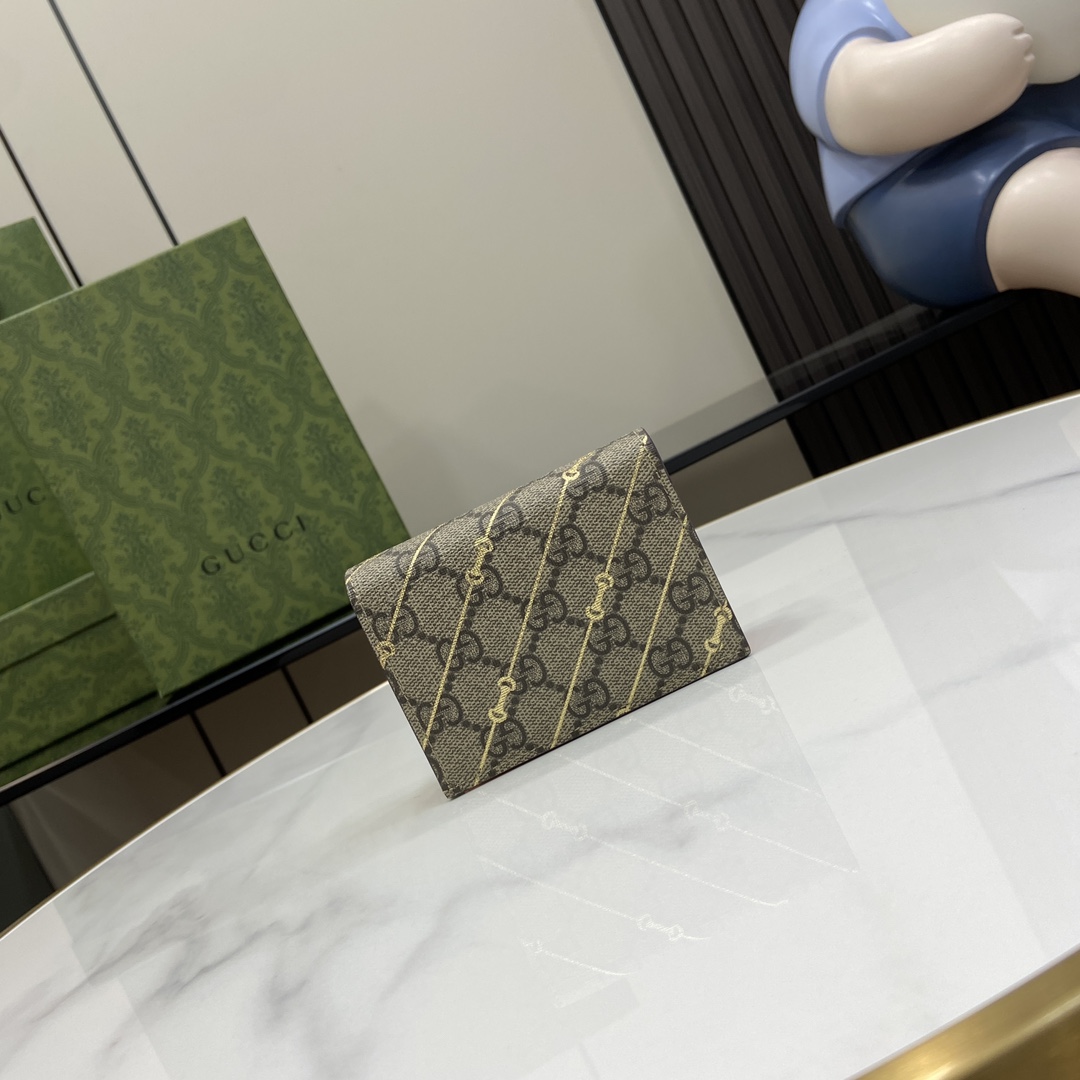 Gucci Card Case Wallet With Horsebit Print - PerfectKickZ