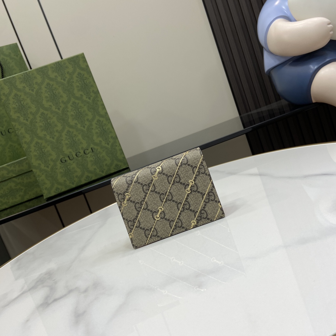 Gucci Card Case Wallet With Horsebit Print - PerfectKickZ