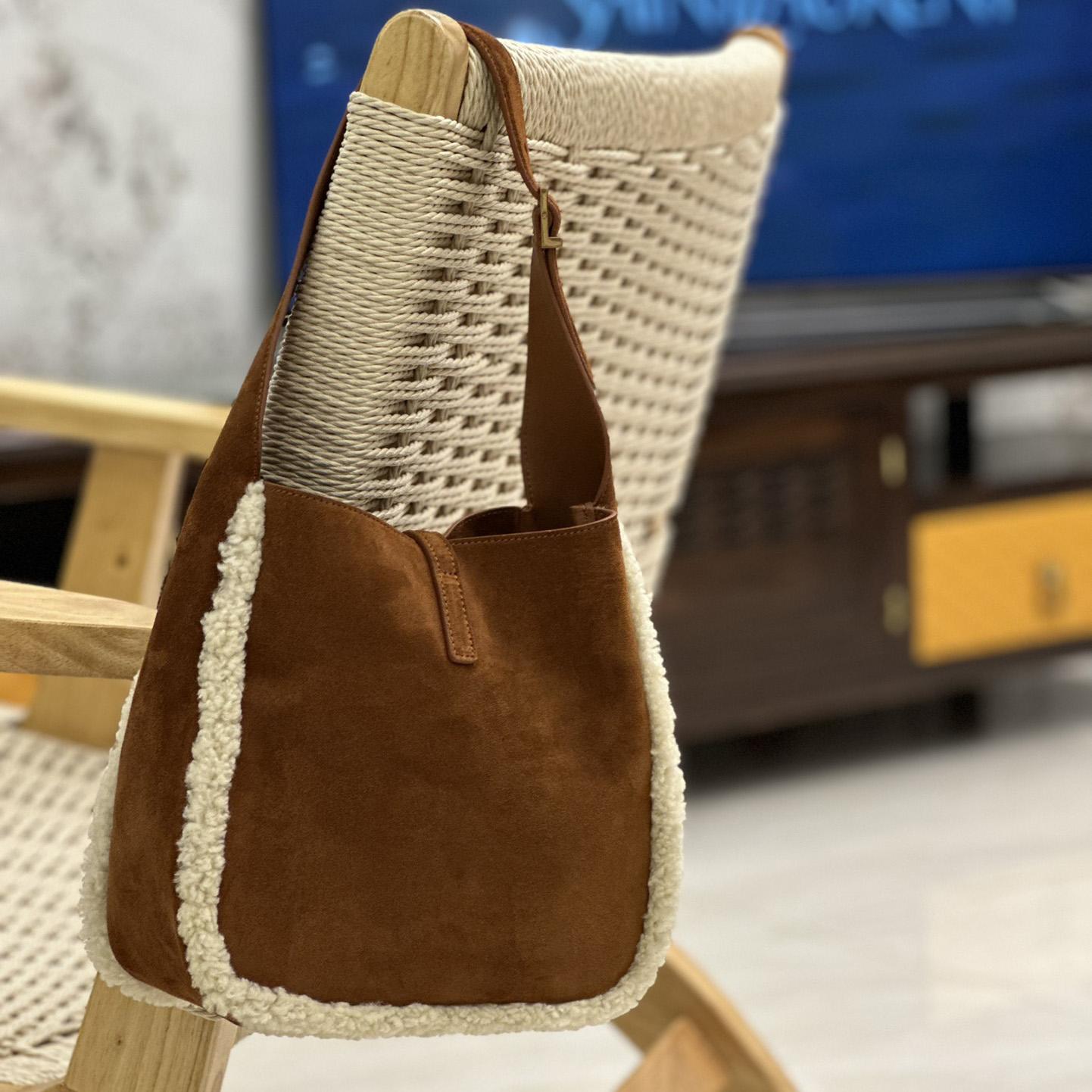 Saint Laurent LE 5 À 7 Supple Small In Suede And Shearling - PerfectKickZ