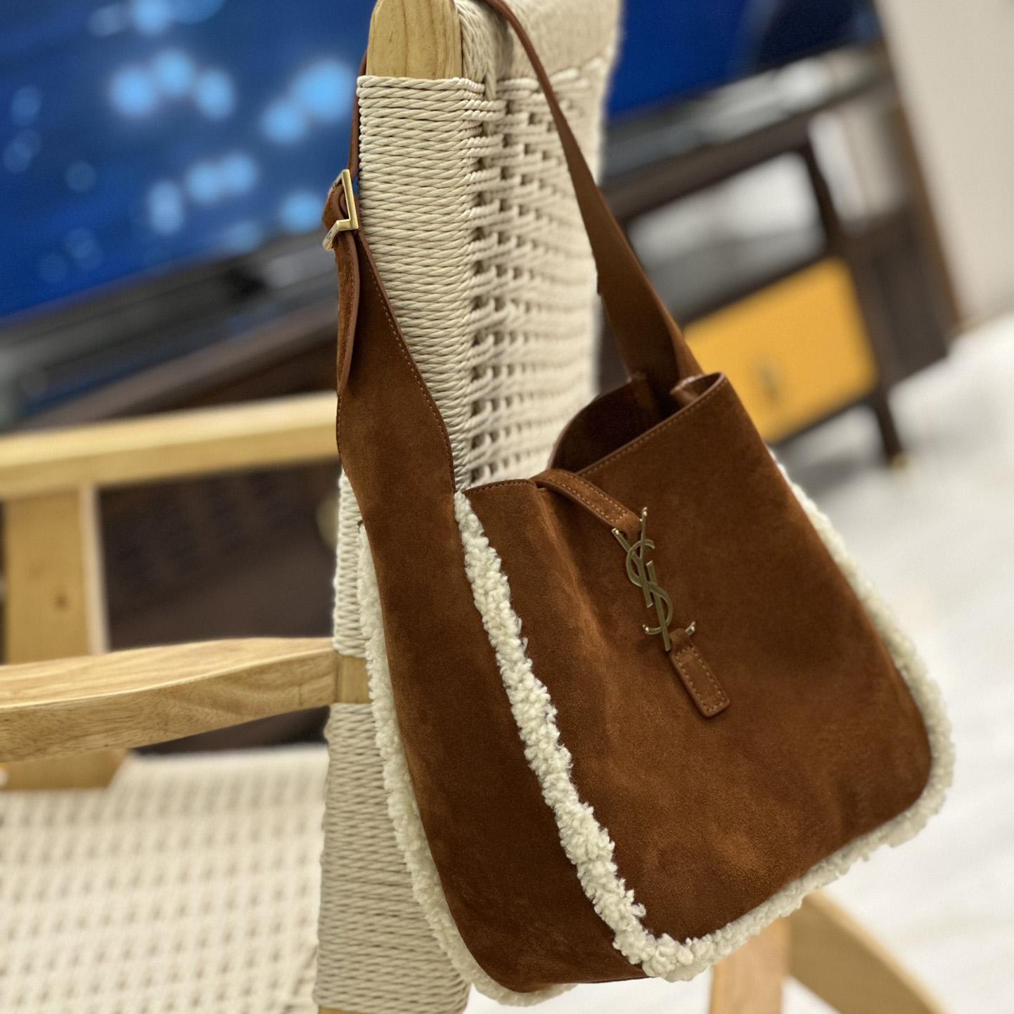 Saint Laurent LE 5 À 7 Supple Small In Suede And Shearling - PerfectKickZ