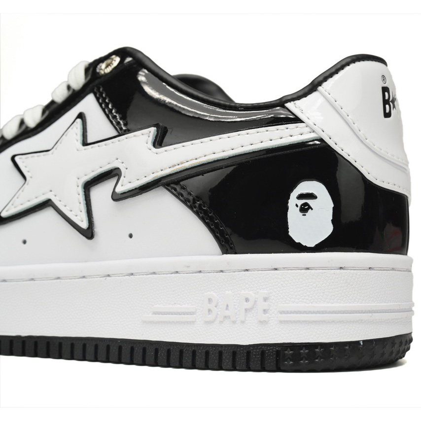 A Bathing Ape Bape Sta Low Black White Sneaker   1H70-191-001  - PerfectKickZ