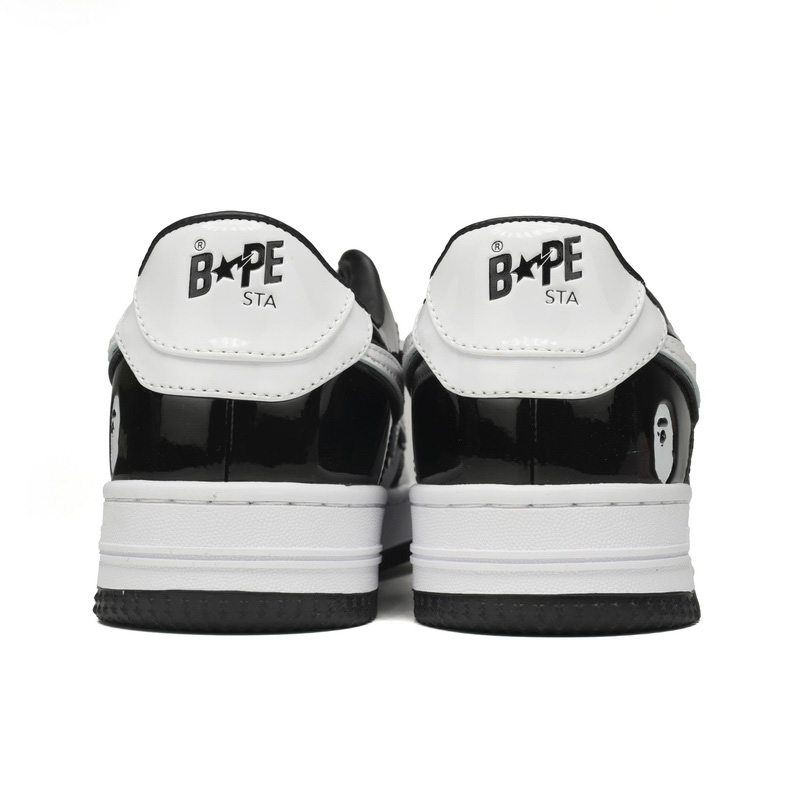 A Bathing Ape Bape Sta Low Black White Sneaker   1H70-191-001  - PerfectKickZ