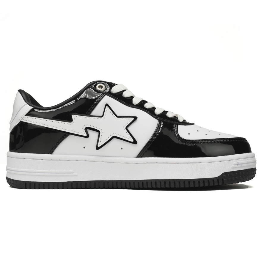 A Bathing Ape Bape Sta Low Black White Sneaker   1H70-191-001  - PerfectKickZ
