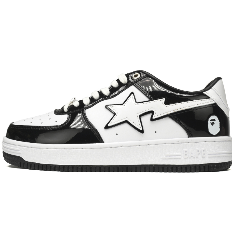 A Bathing Ape Bape Sta Low Black White Sneaker   1H70-191-001  - PerfectKickZ