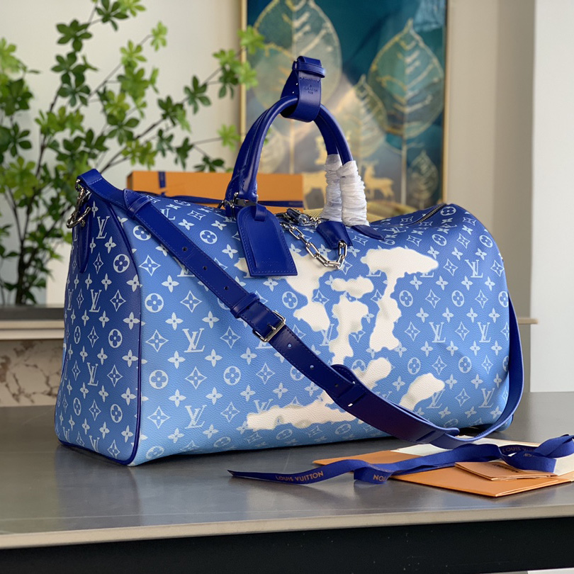 Louis Vuitton Keepall Bandouliere Clouds Monogram 50 Blue - PerfectKickZ