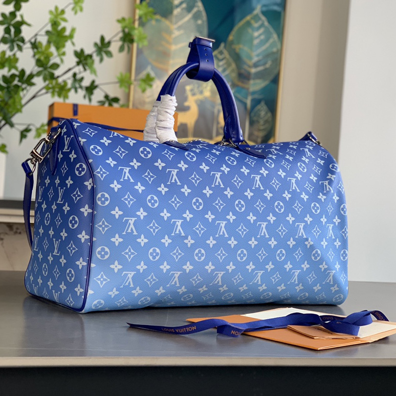 Louis Vuitton Keepall Bandouliere Clouds Monogram 50 Blue - 