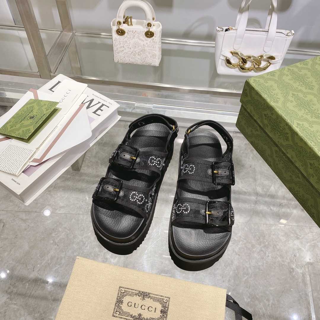 Gucci Women's GG Sandal With Crystals - PerfectKickZ