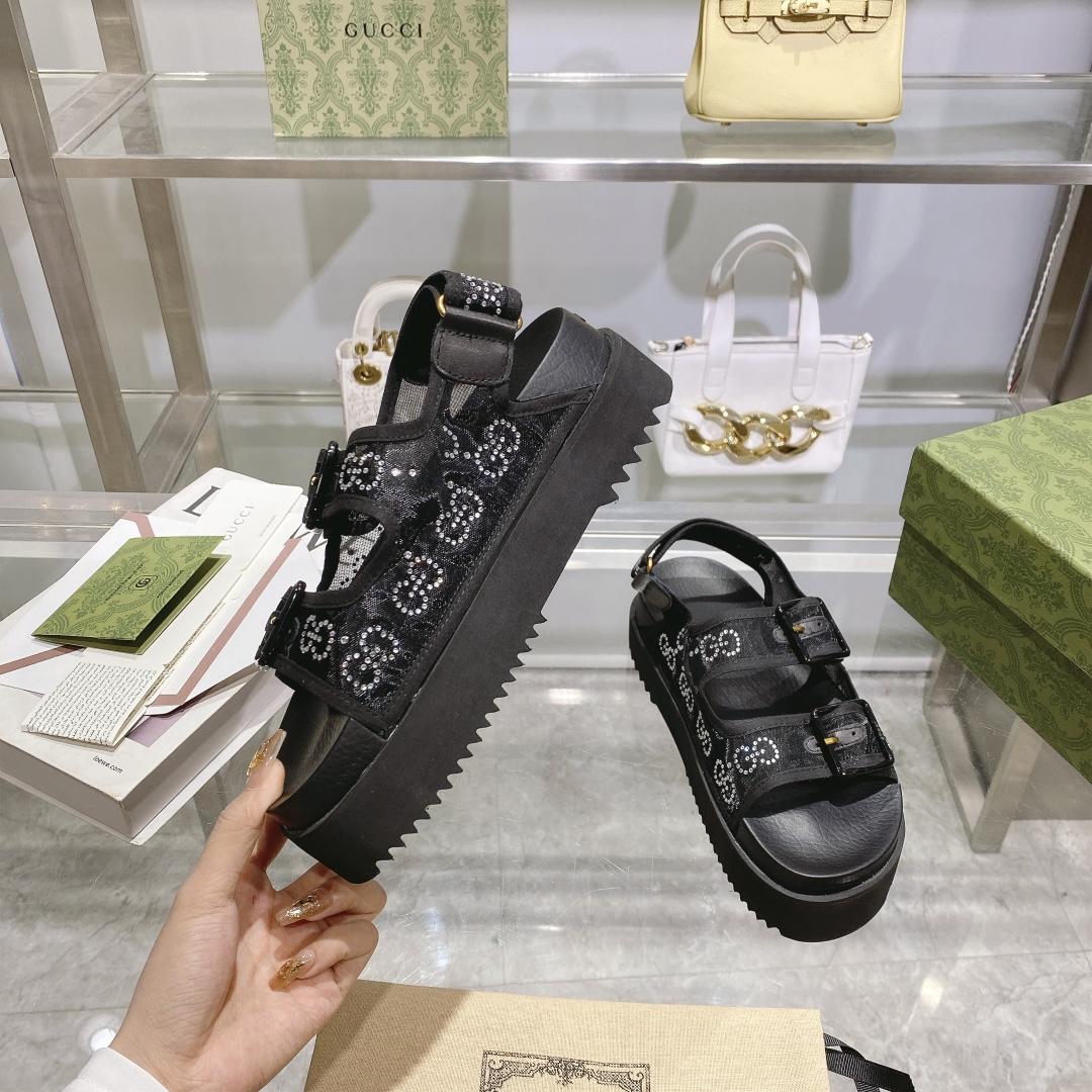 Gucci Women's GG Sandal With Crystals - 