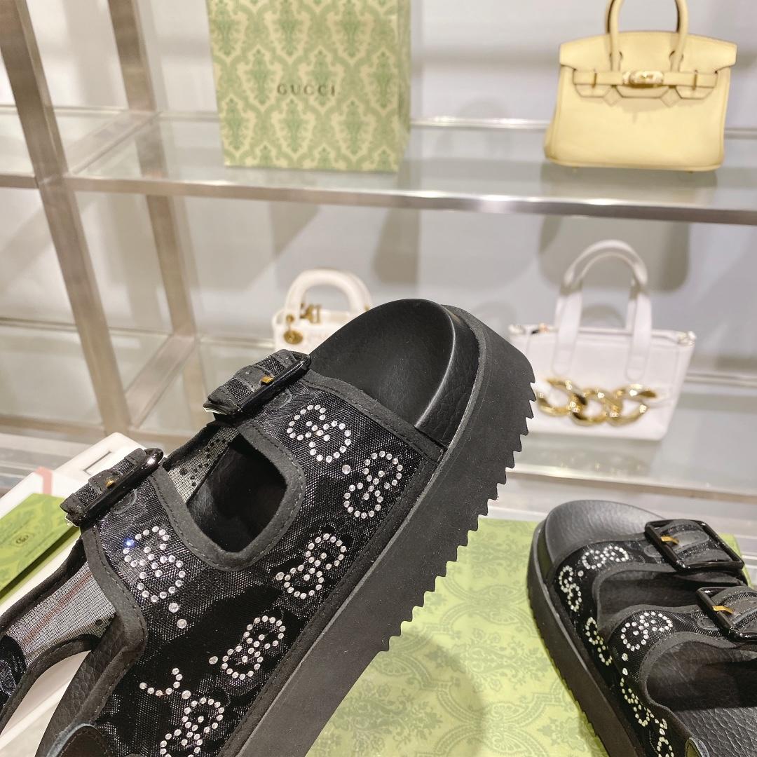 Gucci Women's GG Sandal With Crystals - 