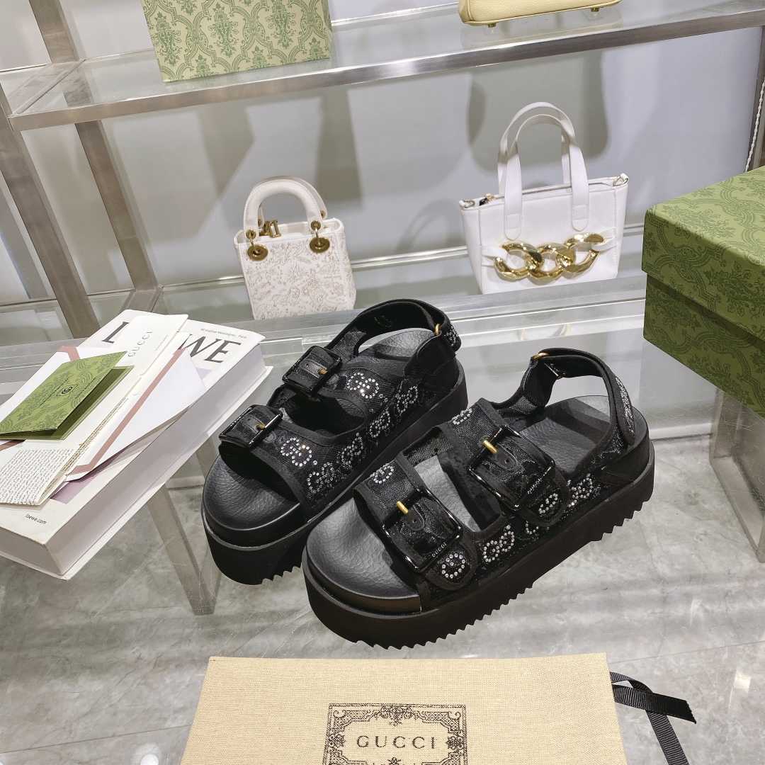 Gucci Women's GG Sandal With Crystals - 