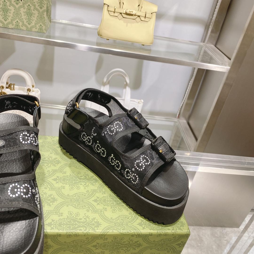 Gucci Women's GG Sandal With Crystals - 