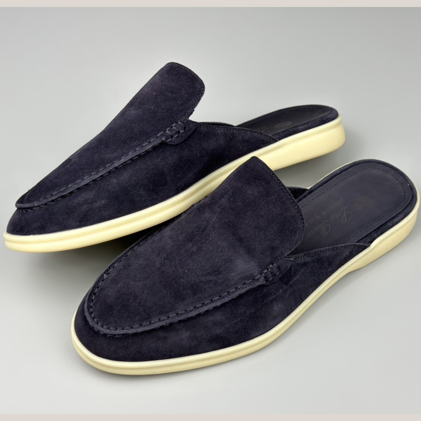 Loro Piana Babouche Walk Loafers Caviar Color - PerfectKickZ