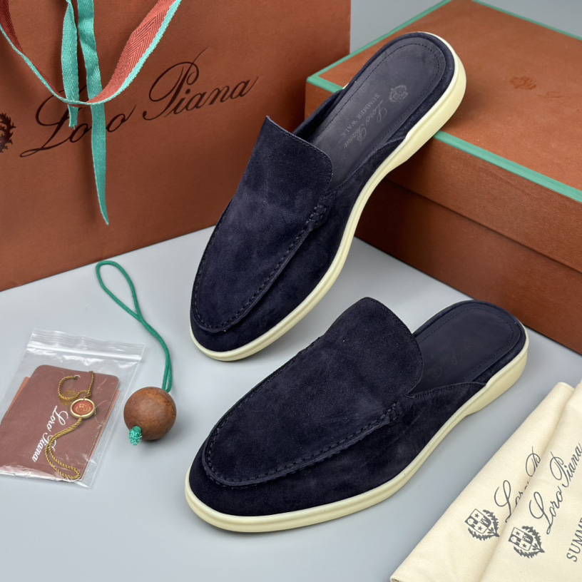 Loro Piana Babouche Walk Loafers Caviar Color - PerfectKickZ