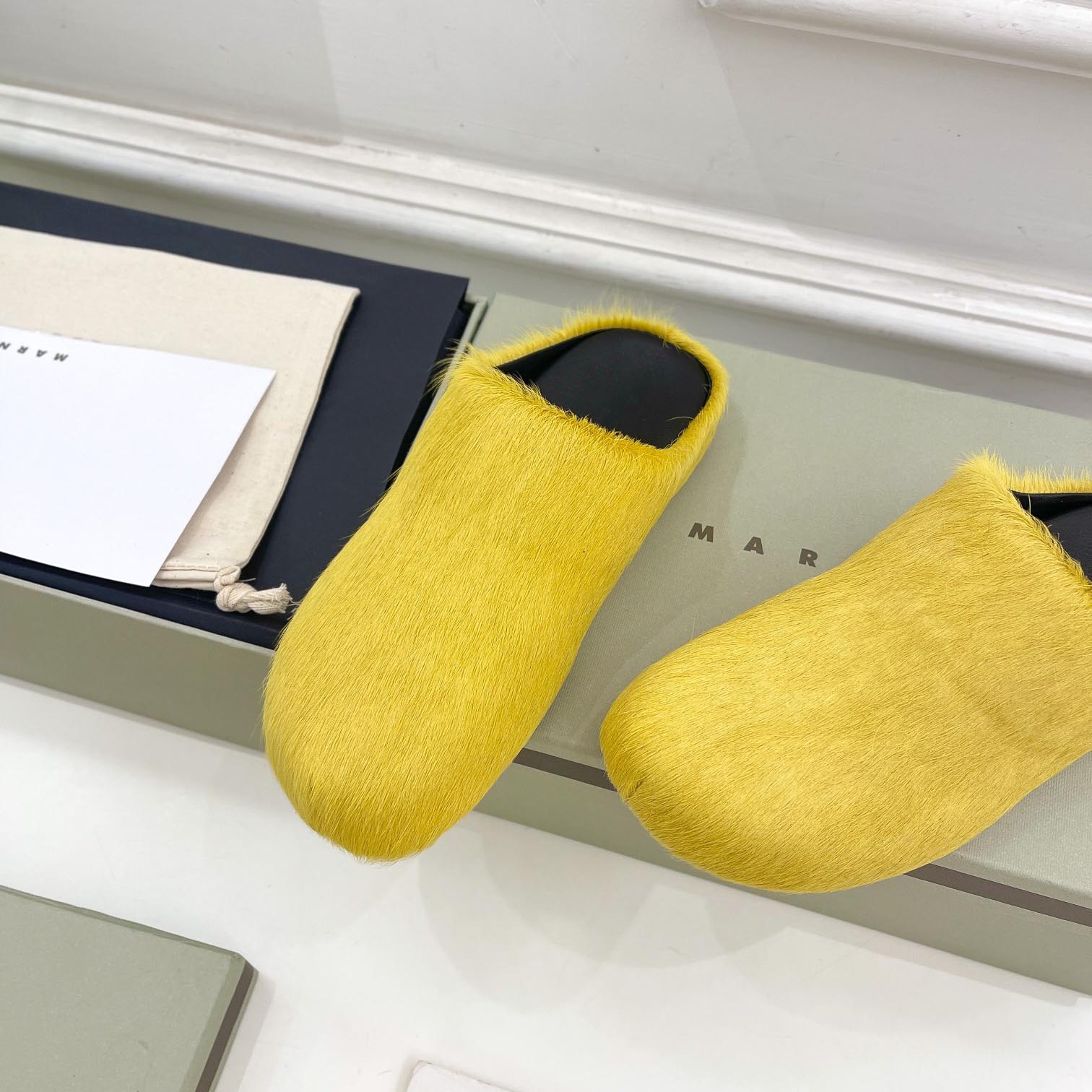 Marni Yellow Long Hair Calfskin Fussbett Sabot - PerfectKickZ