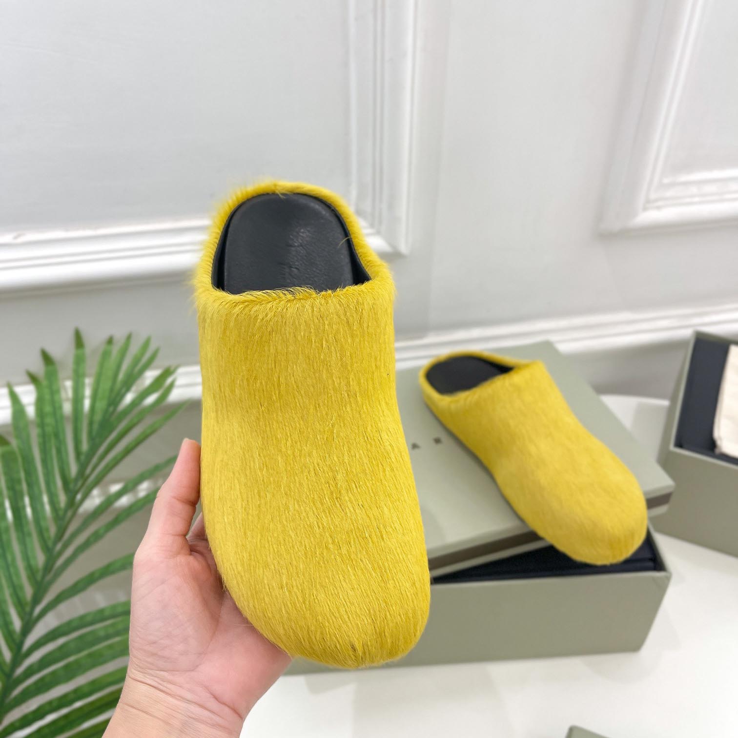 Marni Yellow Long Hair Calfskin Fussbett Sabot - PerfectKickZ