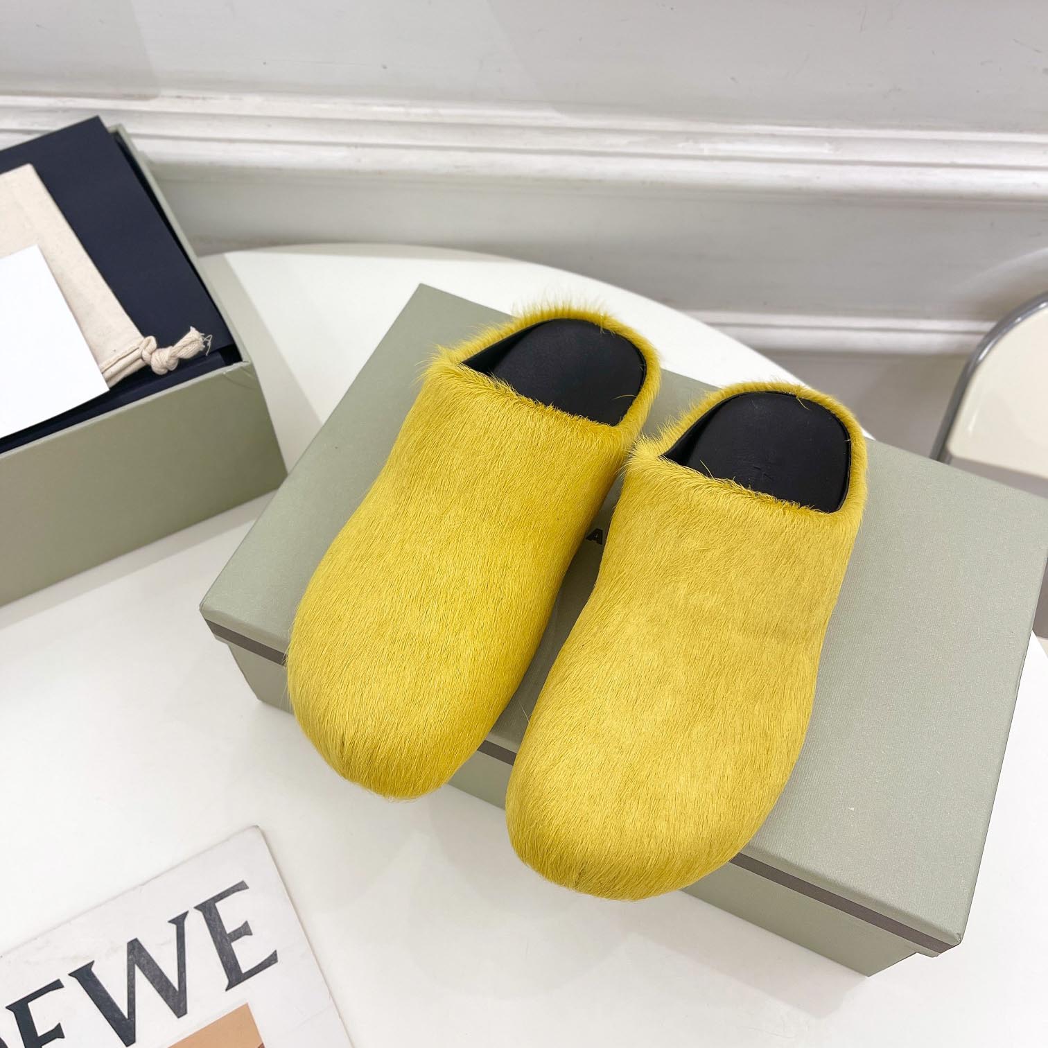 Marni Yellow Long Hair Calfskin Fussbett Sabot - PerfectKickZ