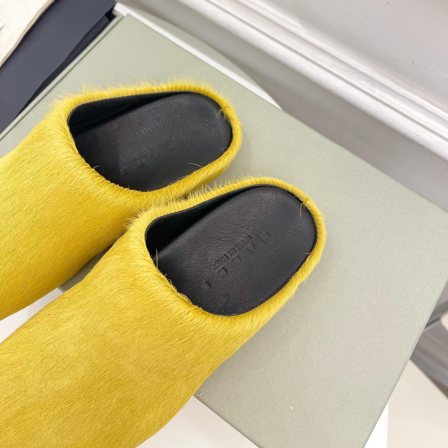 Marni Yellow Long Hair Calfskin Fussbett Sabot - PerfectKickZ